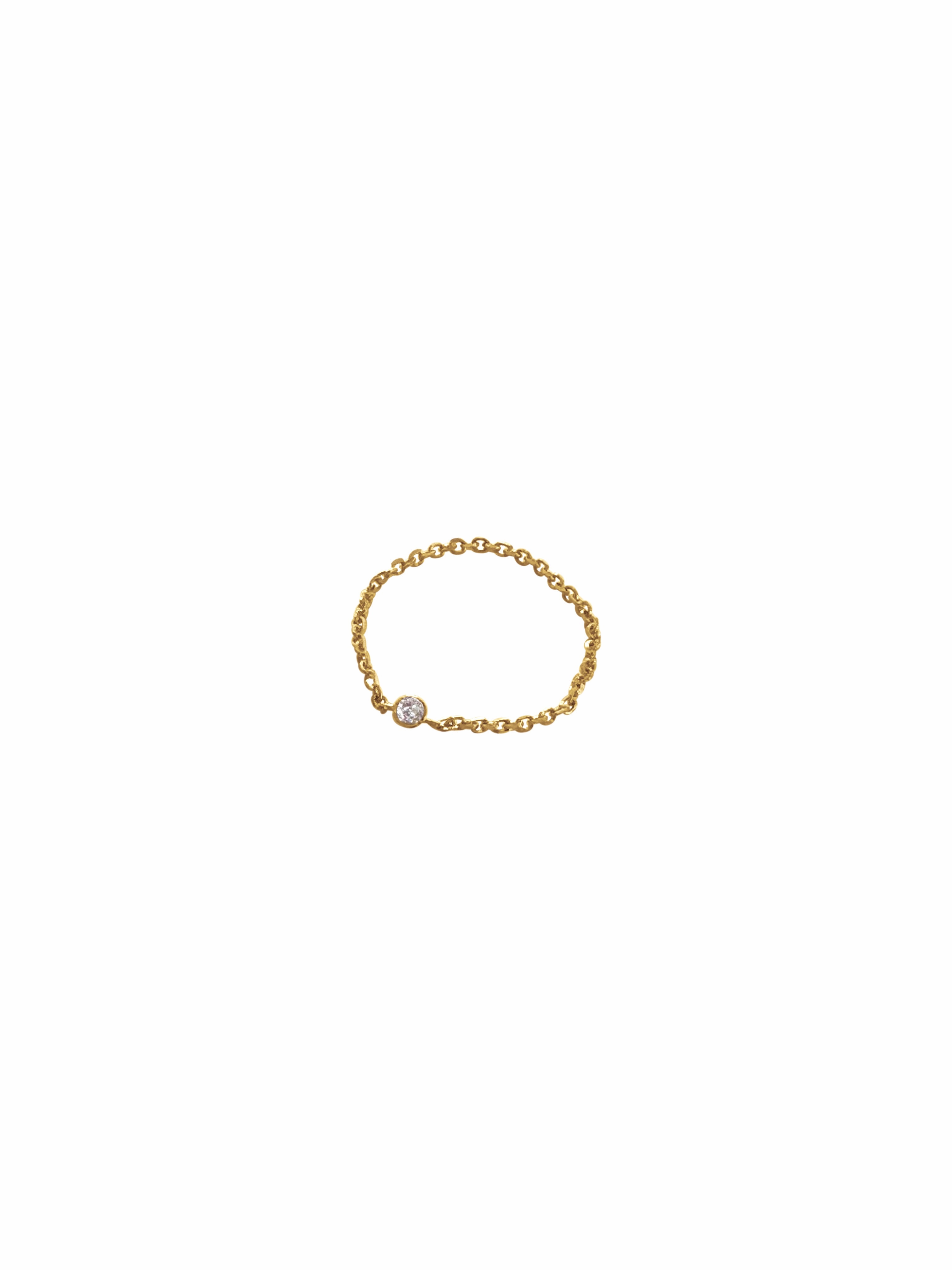 14K Gold & Mini Gemstone Soft Chain Ring
