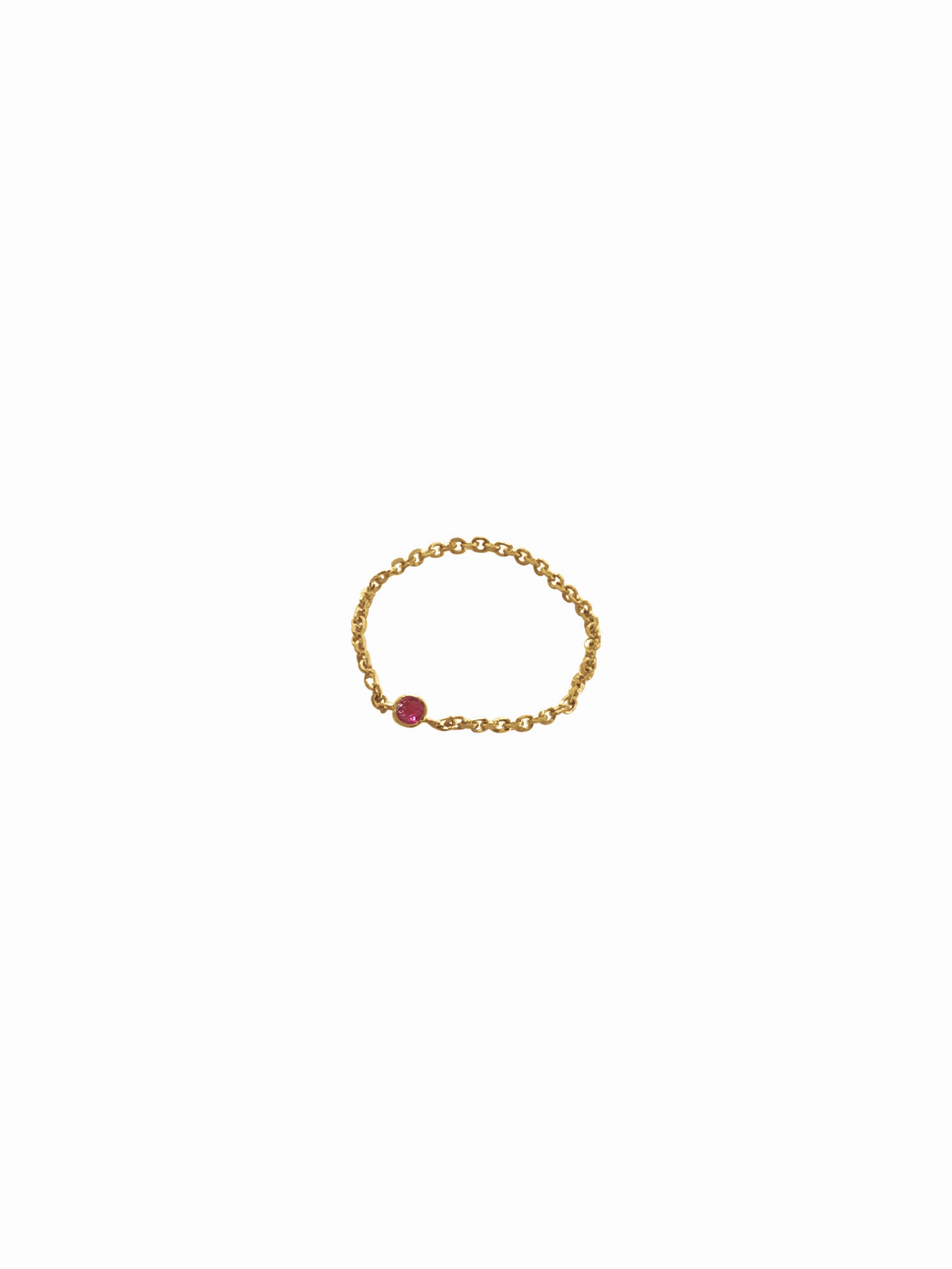 14K Gold & Mini Gemstone Soft Chain Ring
