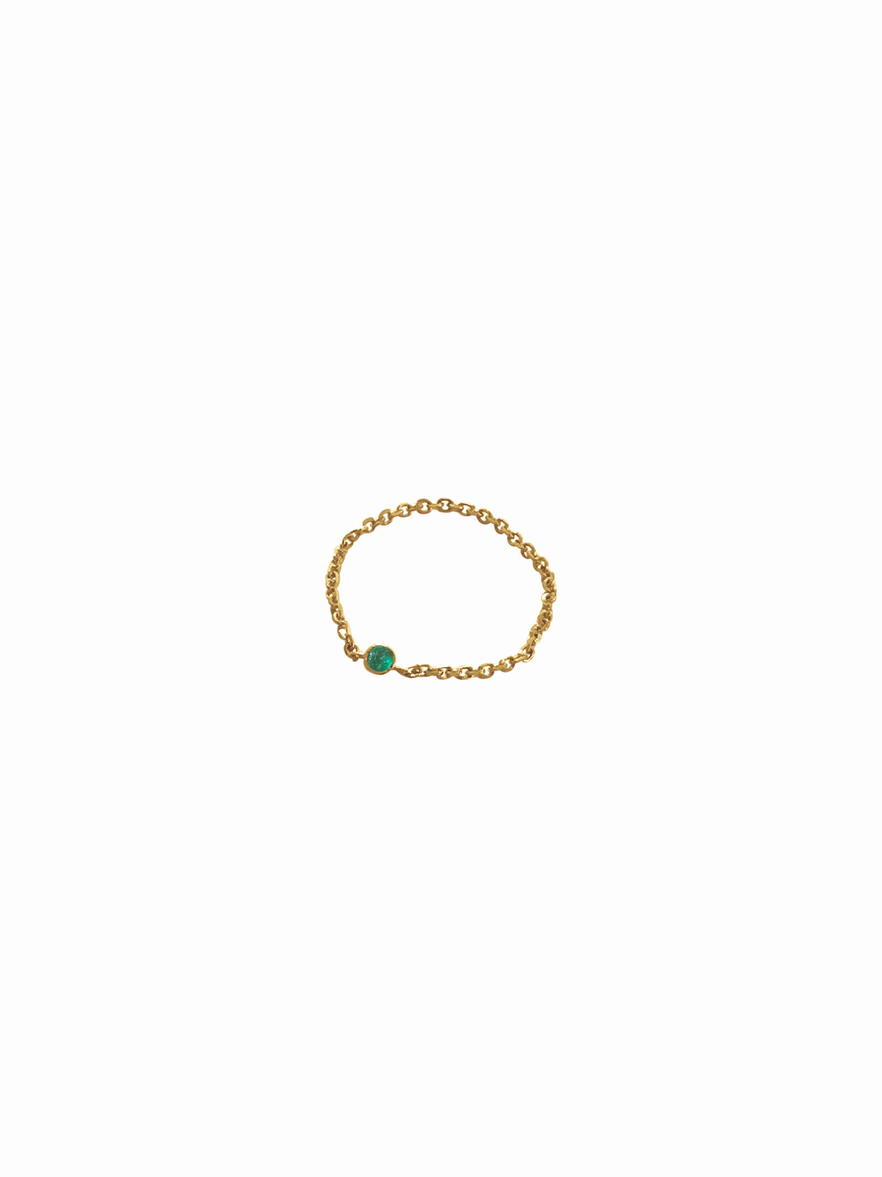 14K Gold & Mini Gemstone Soft Chain Ring