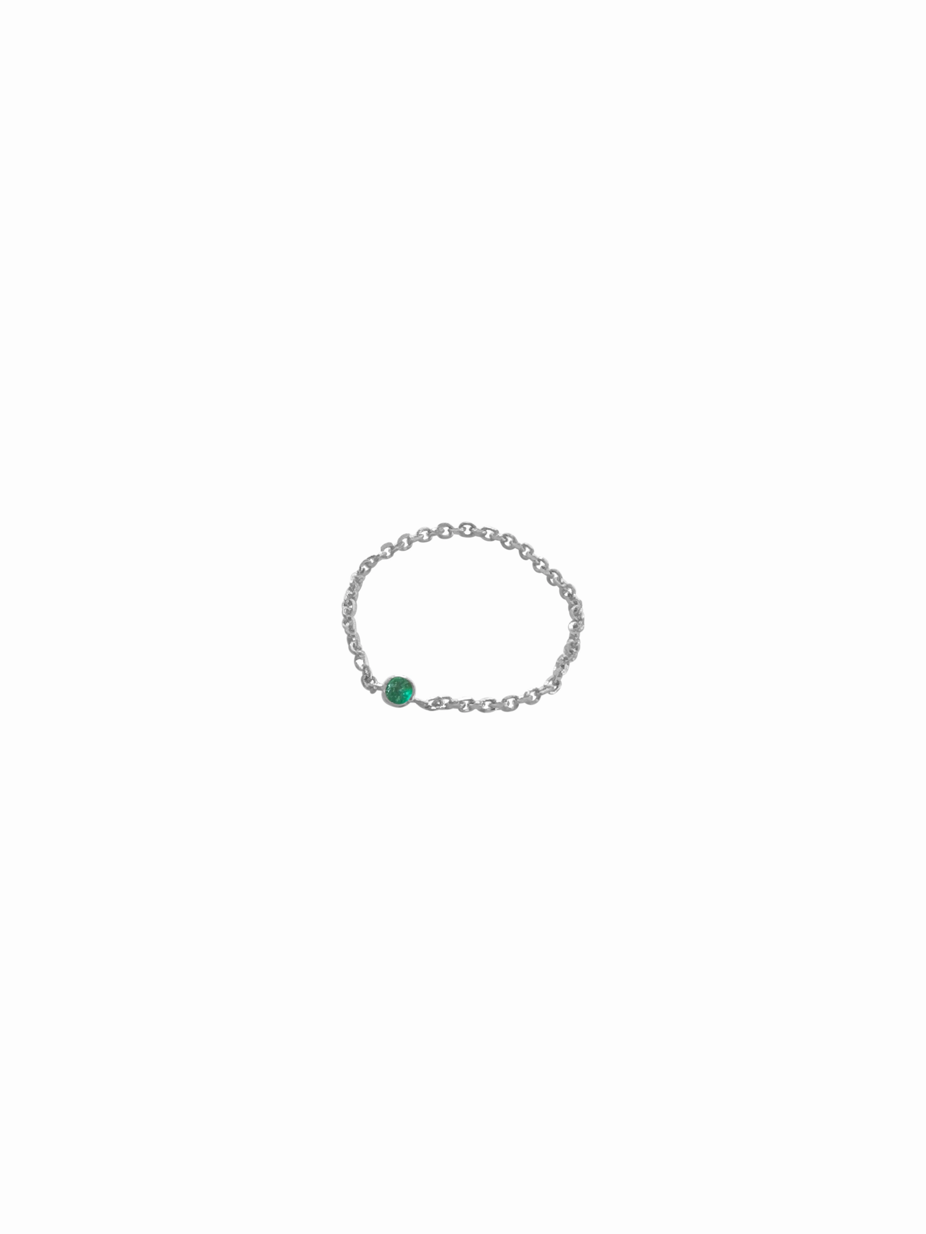 14K Gold & Mini Gemstone Soft Chain Ring