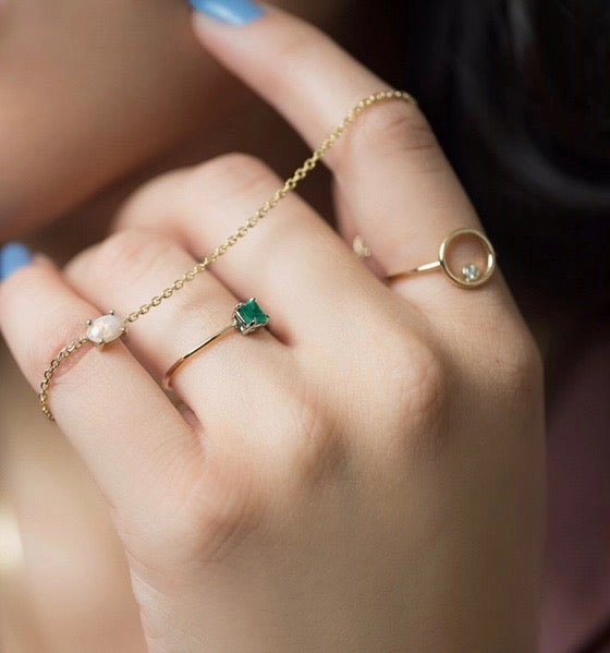 14k Gold And Diamond/Gemstone Circle Ring