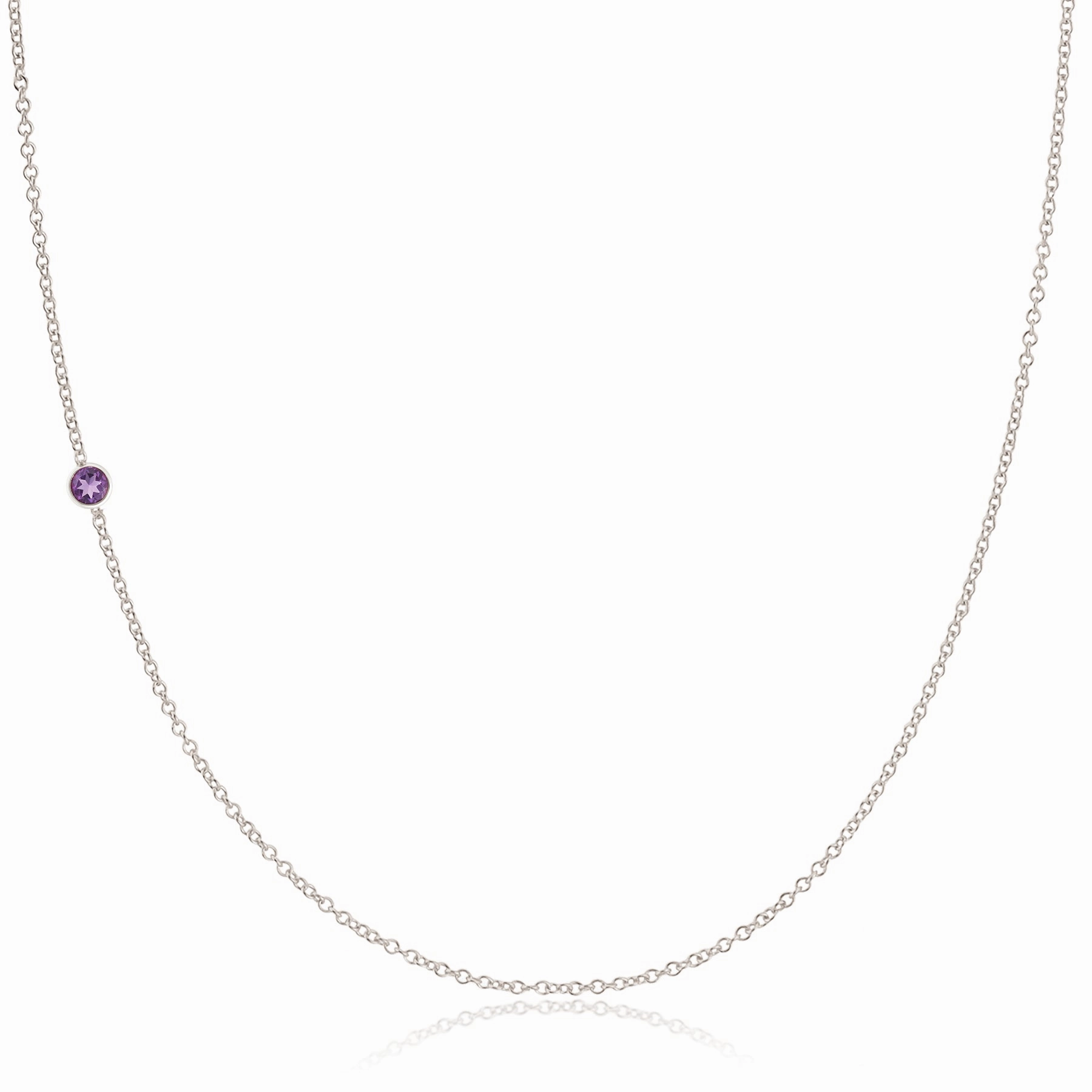 14K Gold Asymmetrical Birthstone Necklace - Amethyst (February)