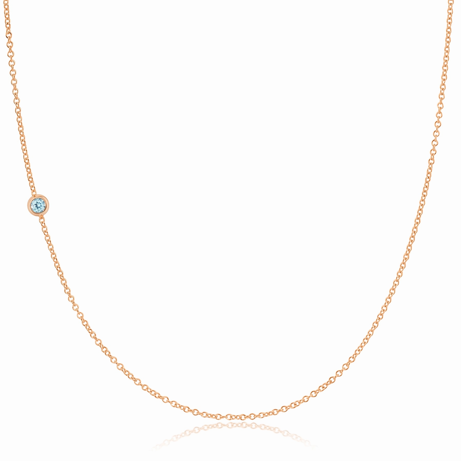 14K Gold Asymmetrical Birthstone Necklace - Aquamarine (March)