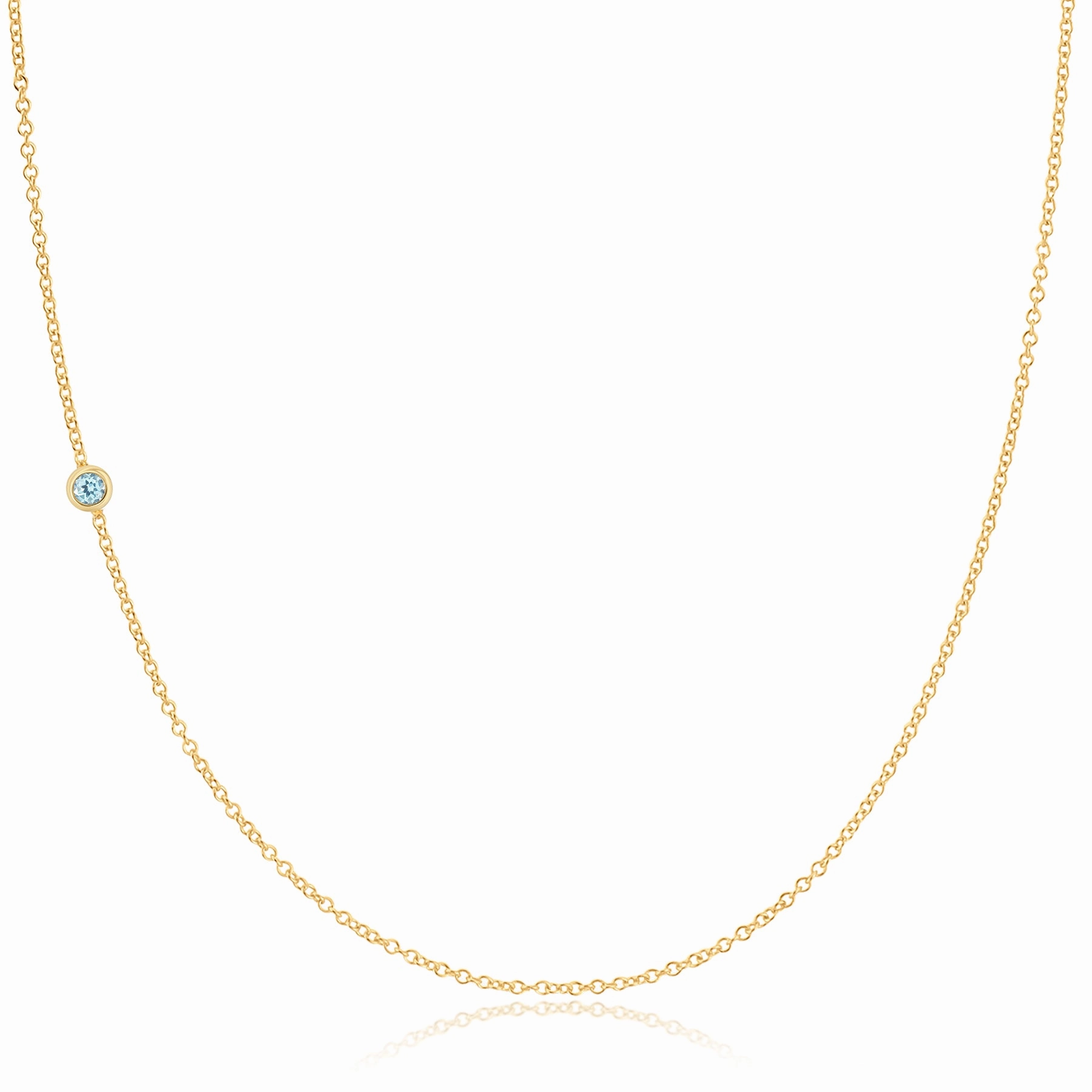 14K Gold Asymmetrical Birthstone Necklace - Aquamarine (March)