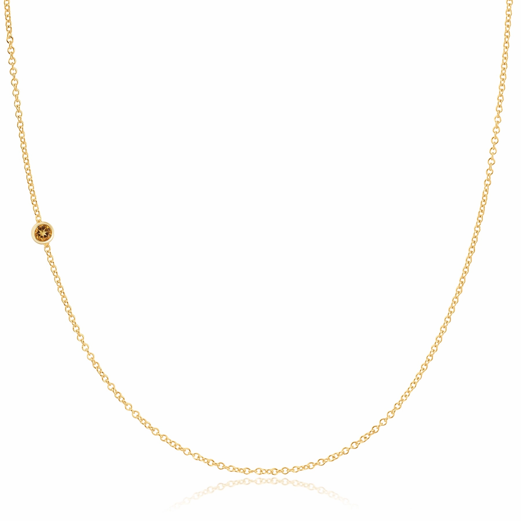 14K Gold Asymmetrical Birthstone Necklace - Citrine (November)