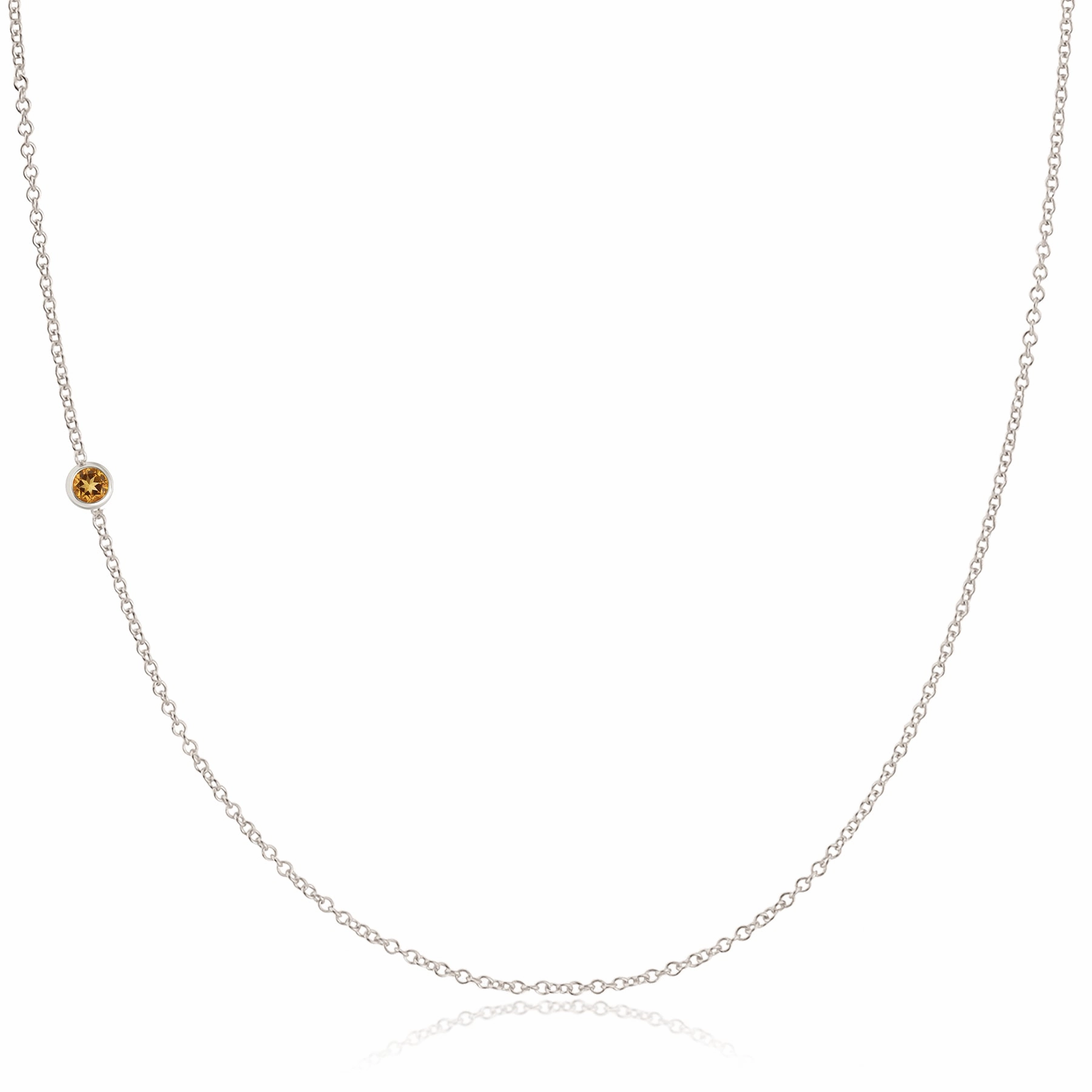 14K Gold Asymmetrical Birthstone Necklace - Citrine (November)