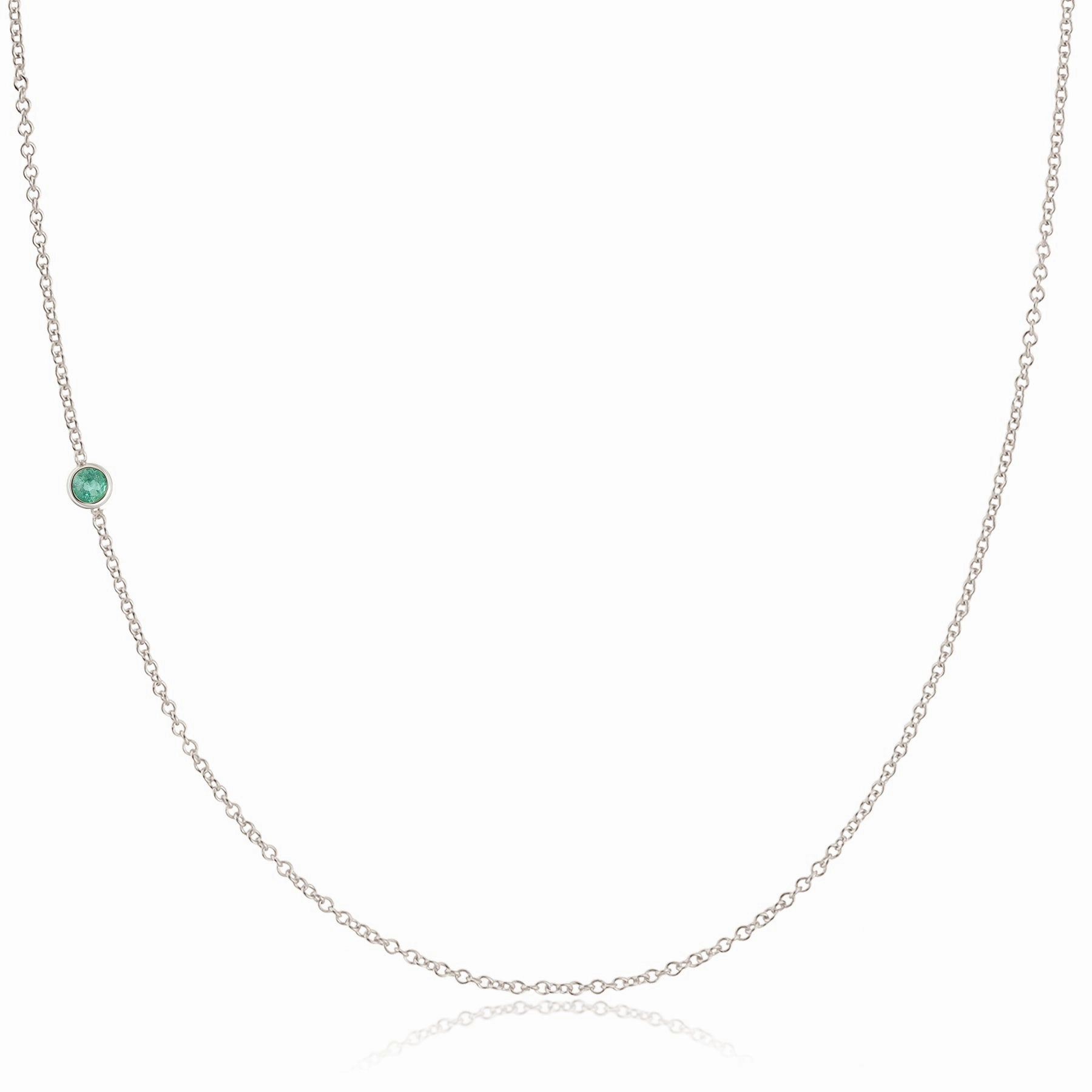 14K Gold Asymmetrical Birthstone Necklace - Emerald (May)