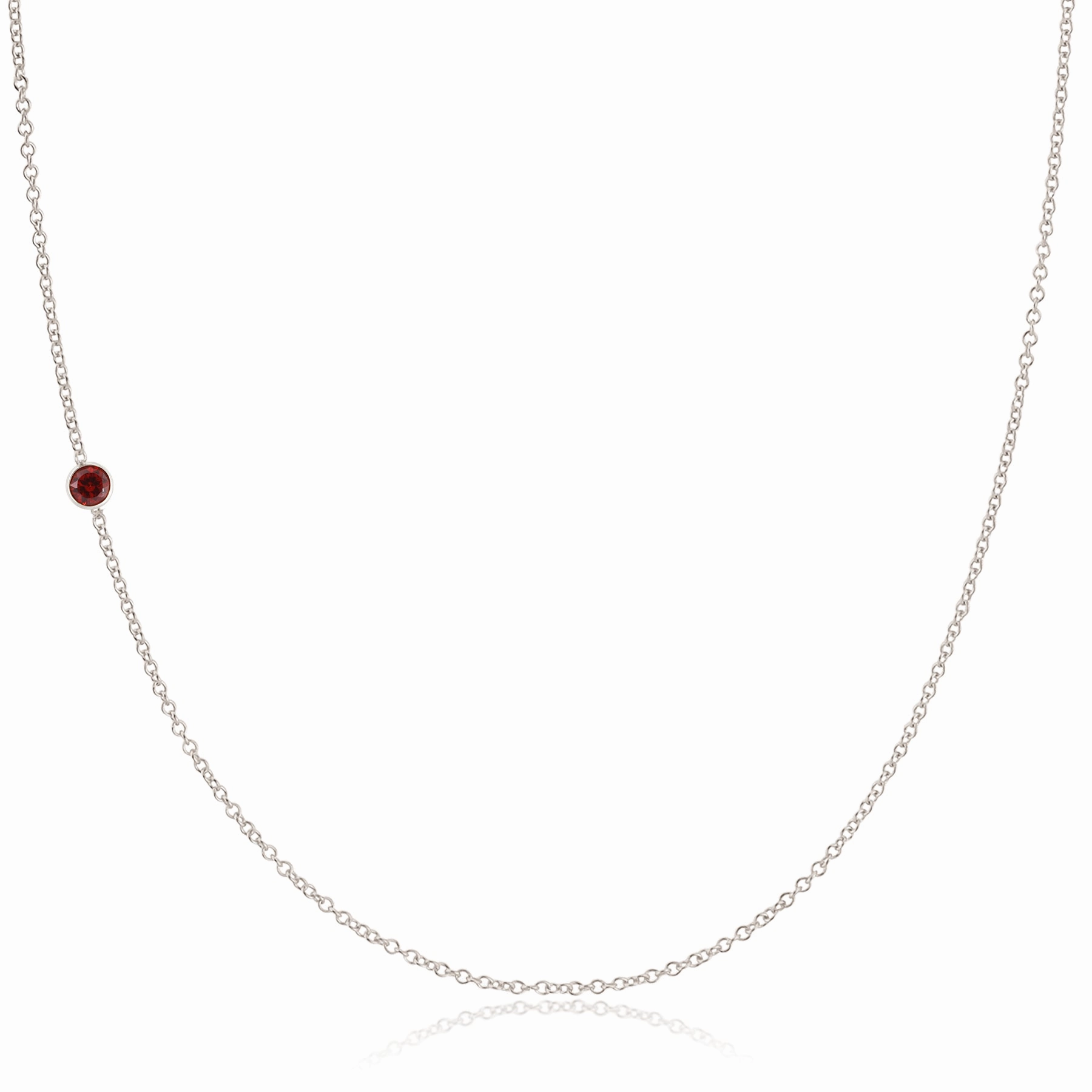 14K Gold Asymmetrical Birthstone Necklace - Garnet (January)