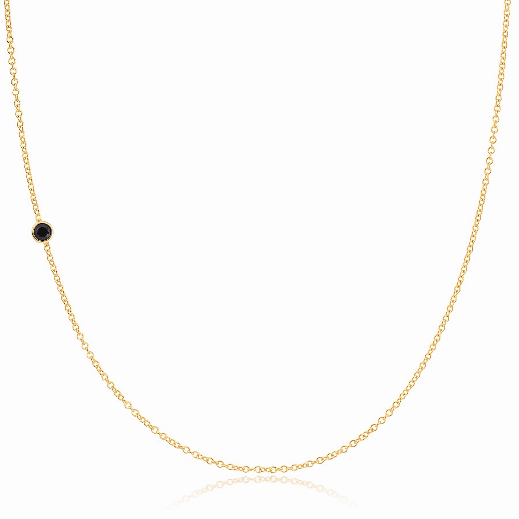 14K Gold Asymmetrical Birthstone Necklace - Onyx (August)