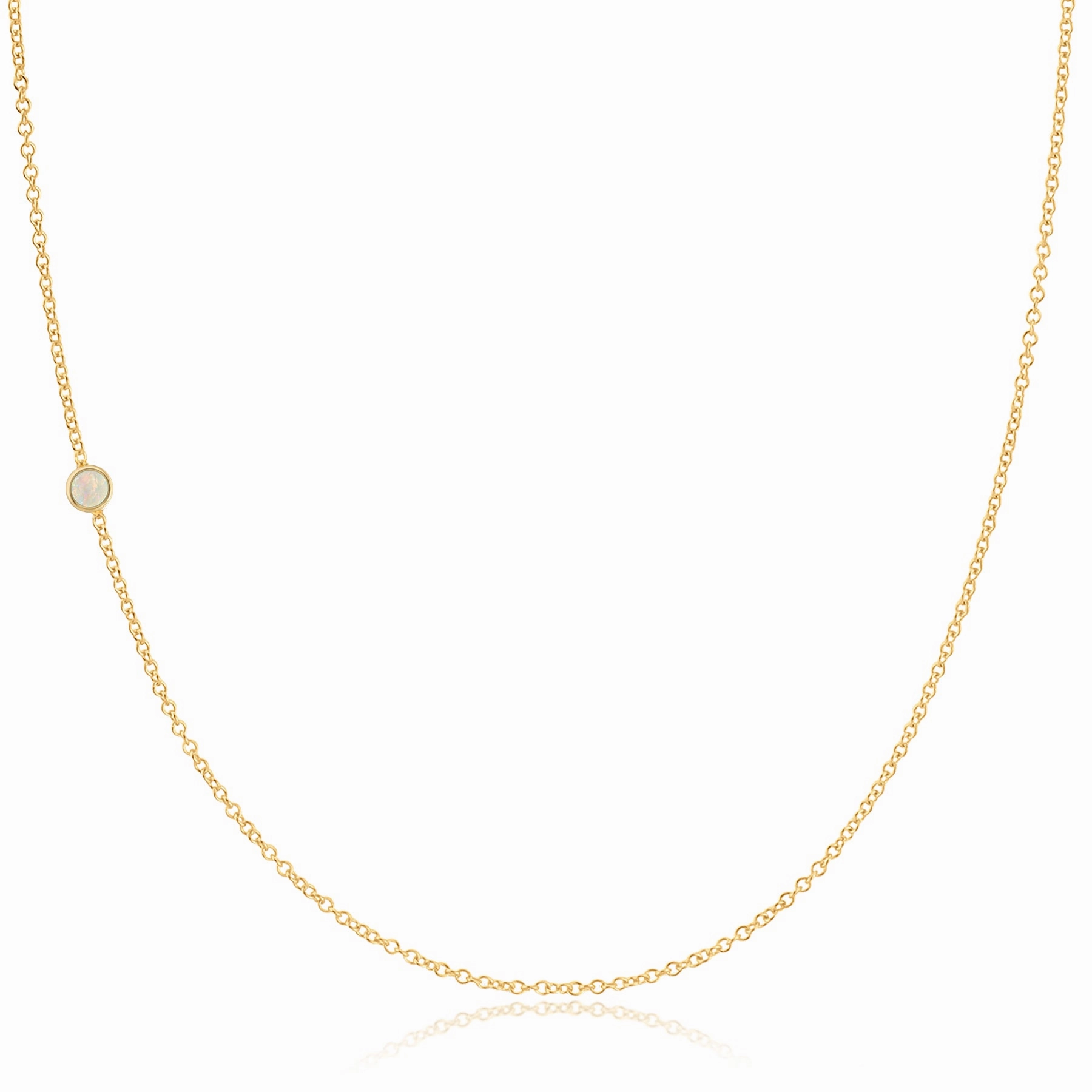 14K Gold Asymmetrical Birthstone Necklace - Opal (October)