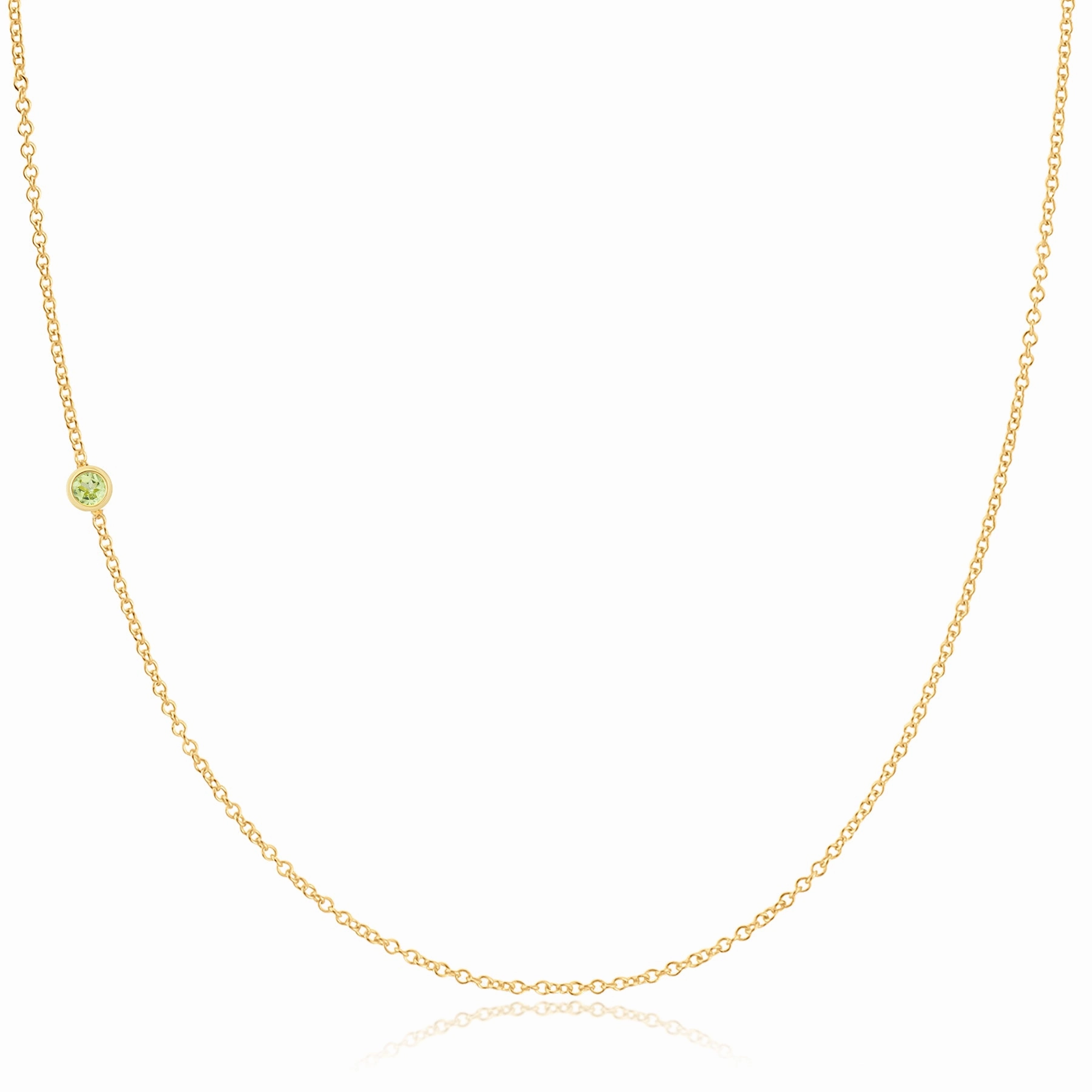 14K Gold Asymmetrical Birthstone Necklace - Peridot (August)