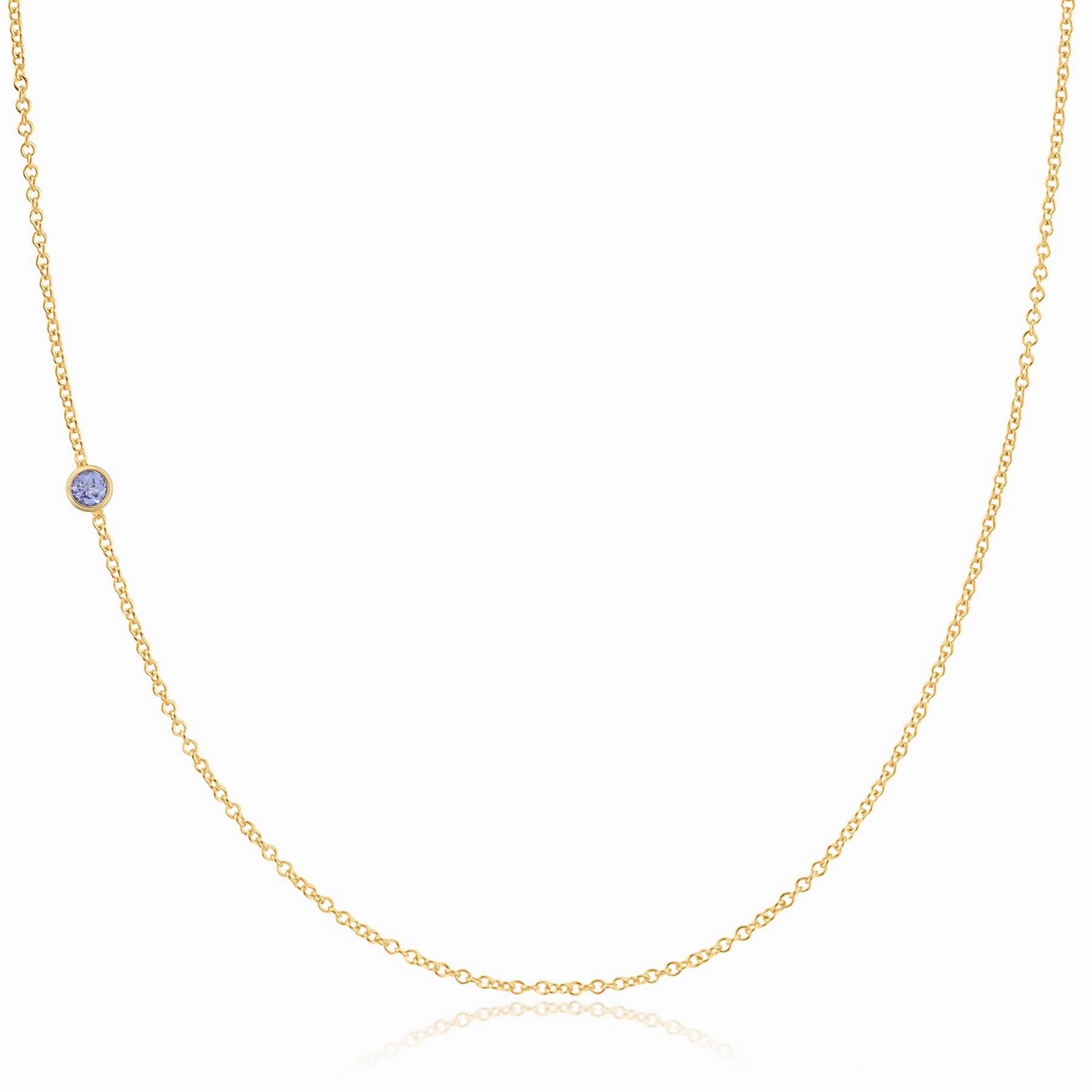 14K Gold Asymmetrical Birthstone Necklace - Tanzanite (December)