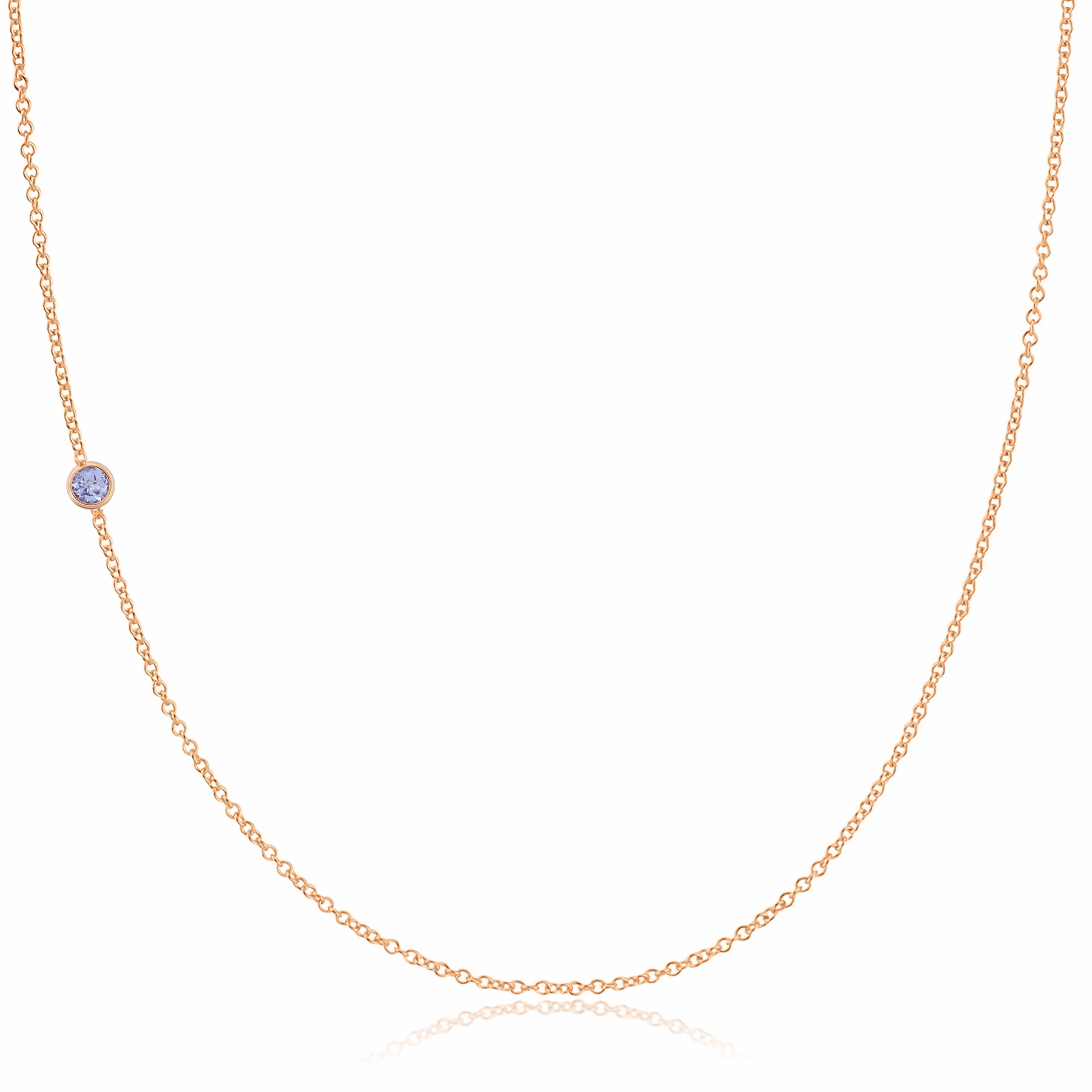14K Gold Asymmetrical Birthstone Necklace - Tanzanite (December)