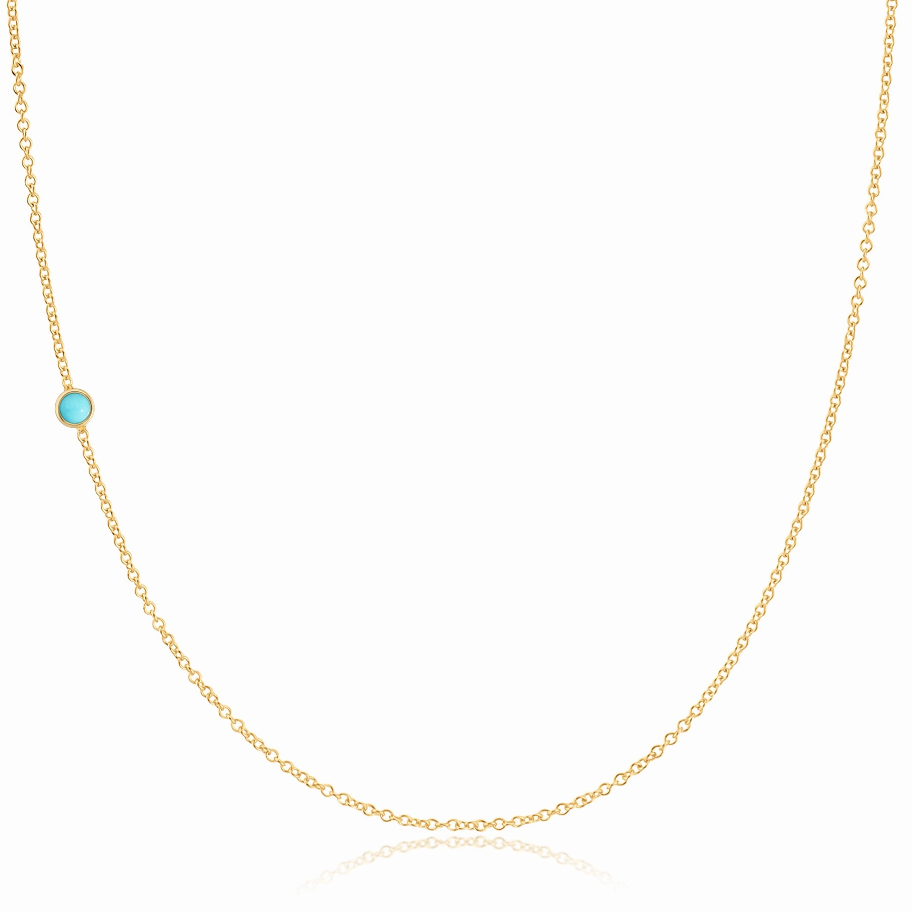 14K Gold Asymmetrical Birthstone Necklace - Turquoise (December)