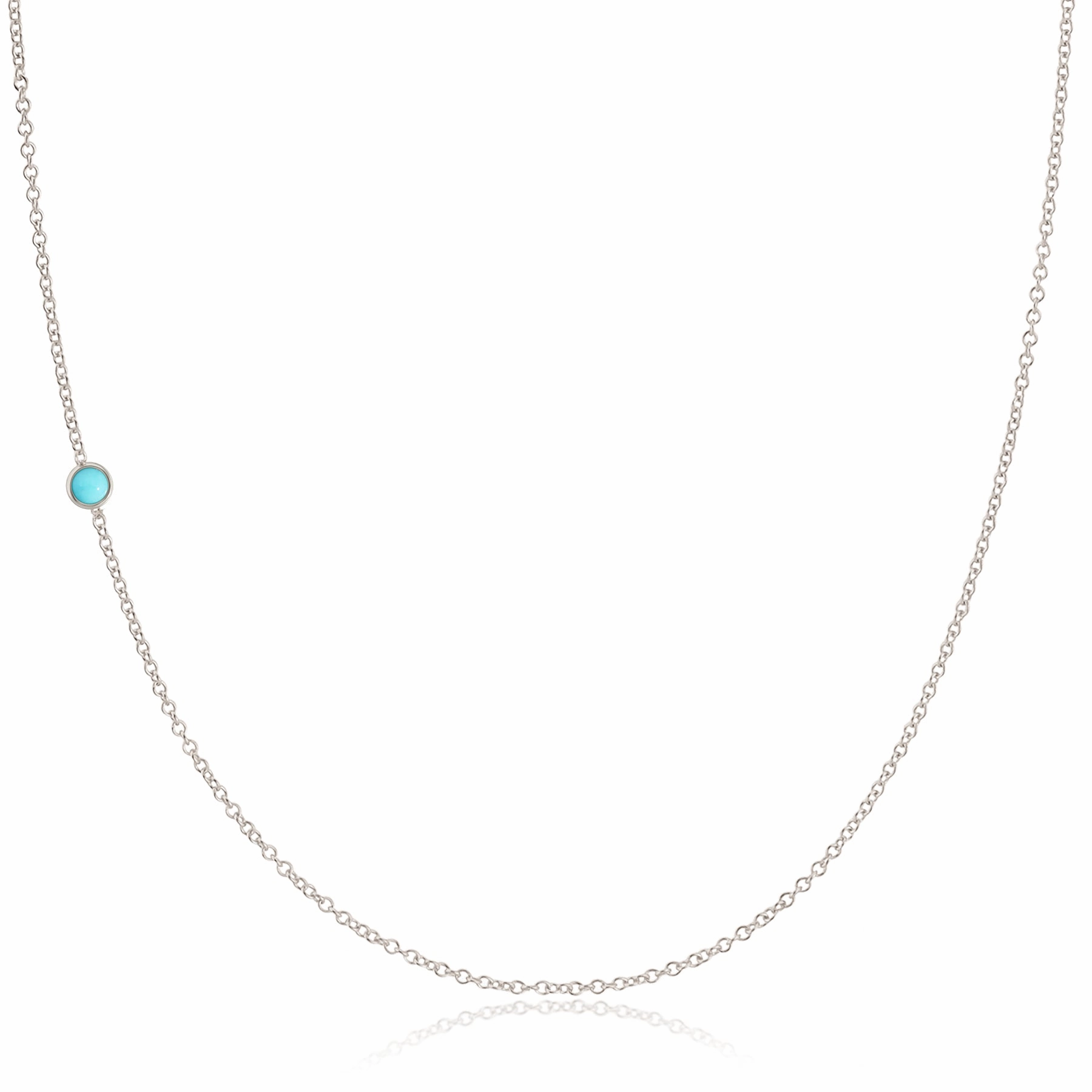 14K Gold Asymmetrical Birthstone Necklace - Turquoise (December)