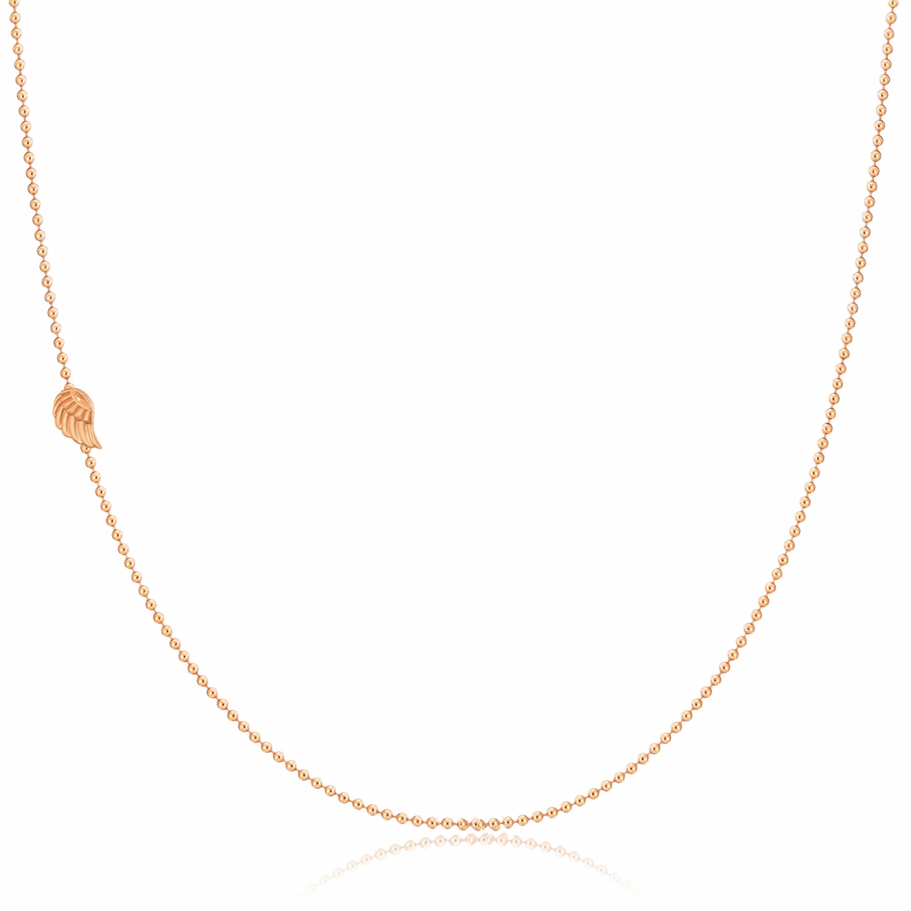 14k Gold Asymmetrical Charm Necklace - Angel Wing