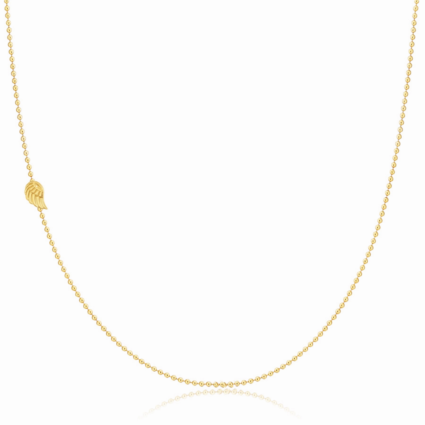14k Gold Asymmetrical Charm Necklace - Angel Wing