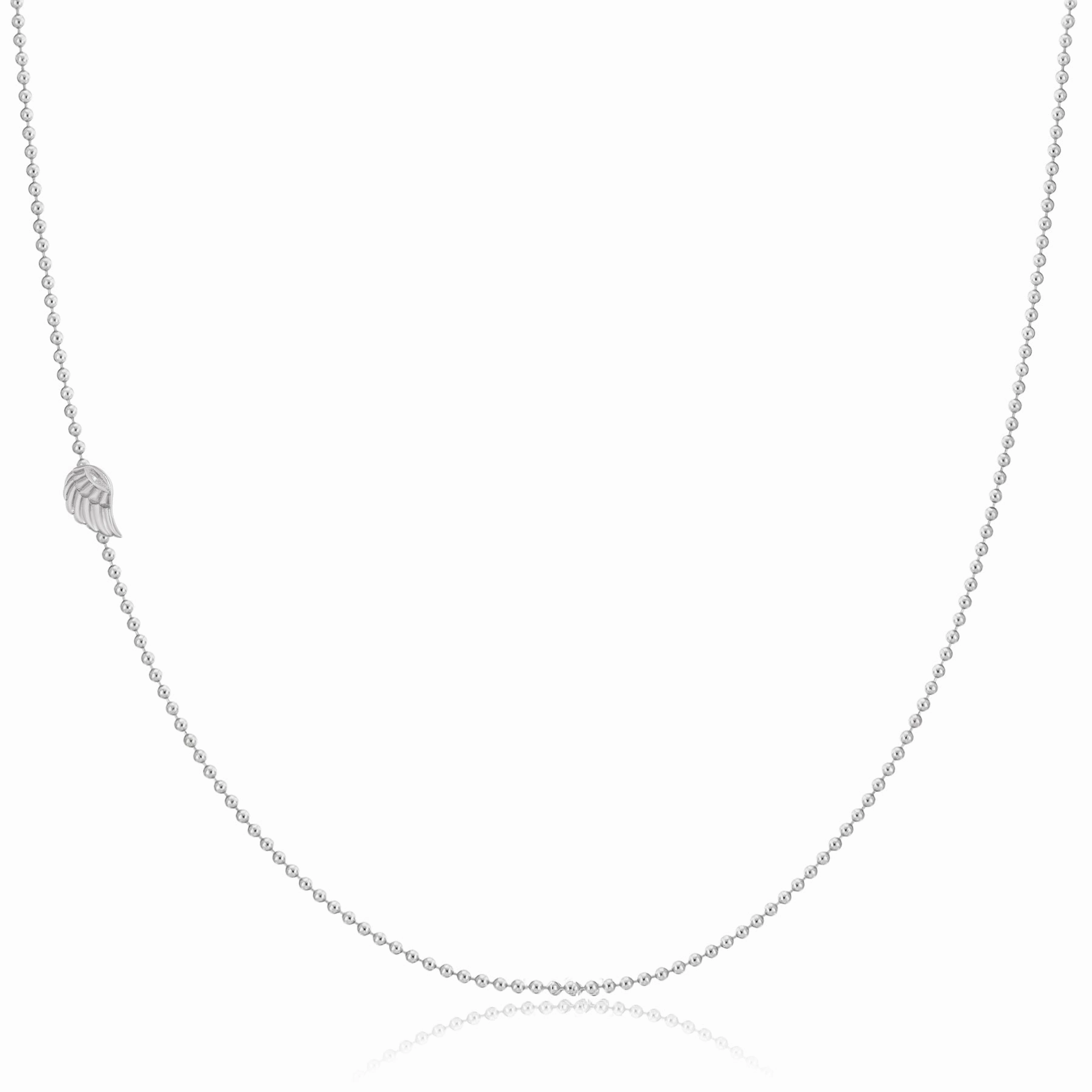 14k Gold Asymmetrical Charm Necklace - Angel Wing