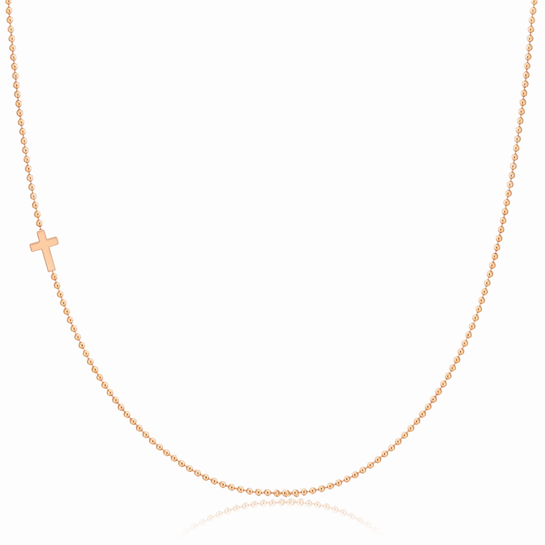 14k Gold Asymmetrical Charm Necklace - Cross
