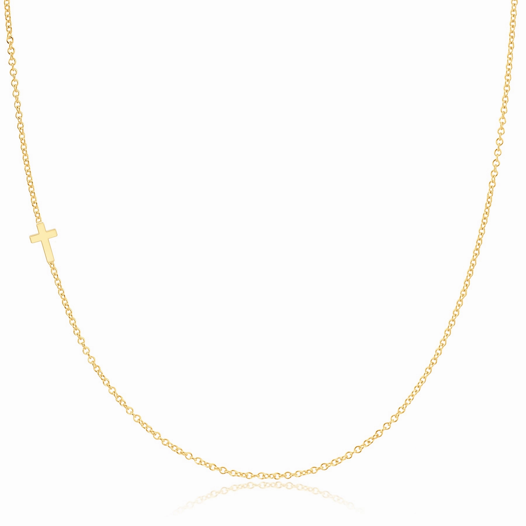 14k Gold Asymmetrical Charm Necklace - Cross