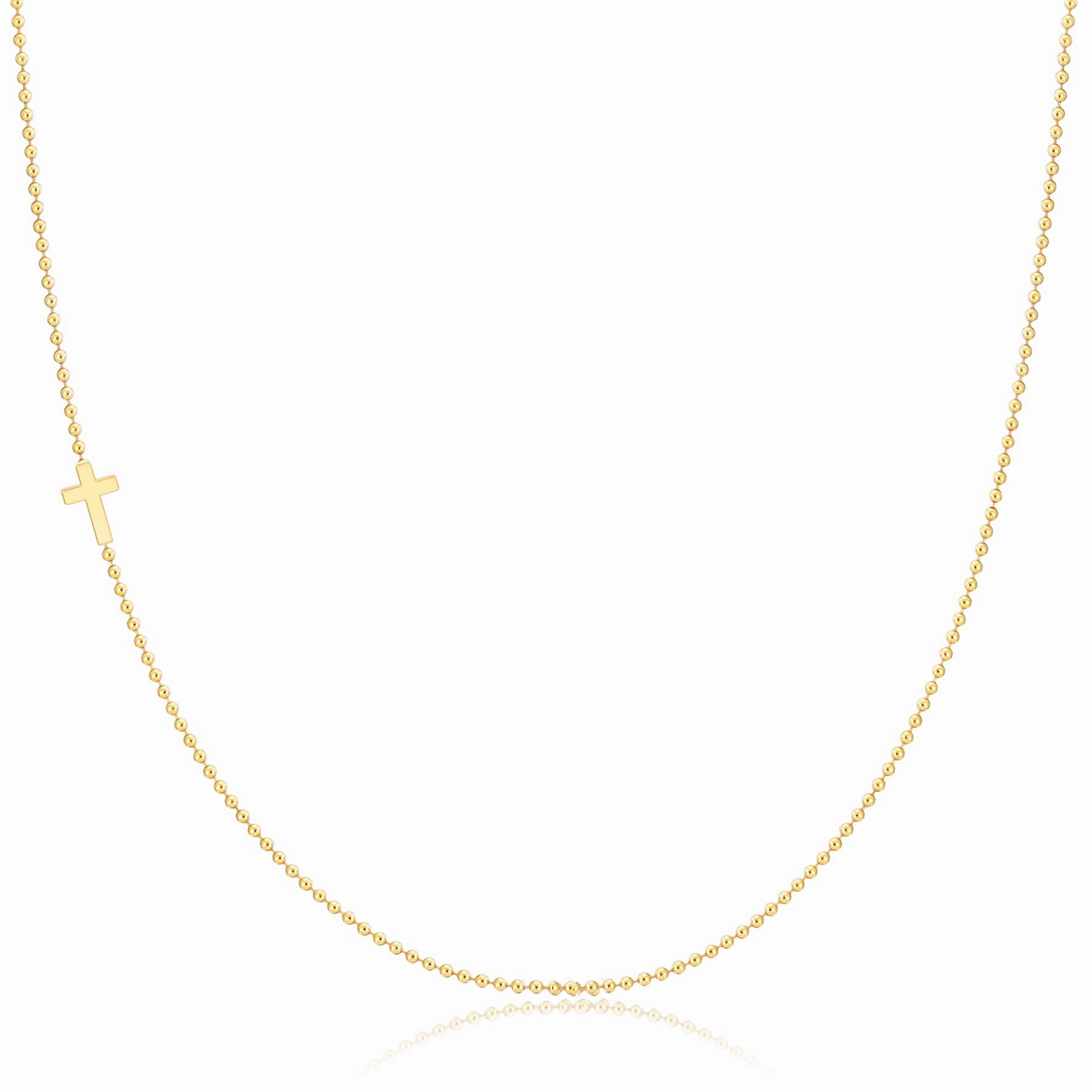 14k Gold Asymmetrical Charm Necklace - Cross
