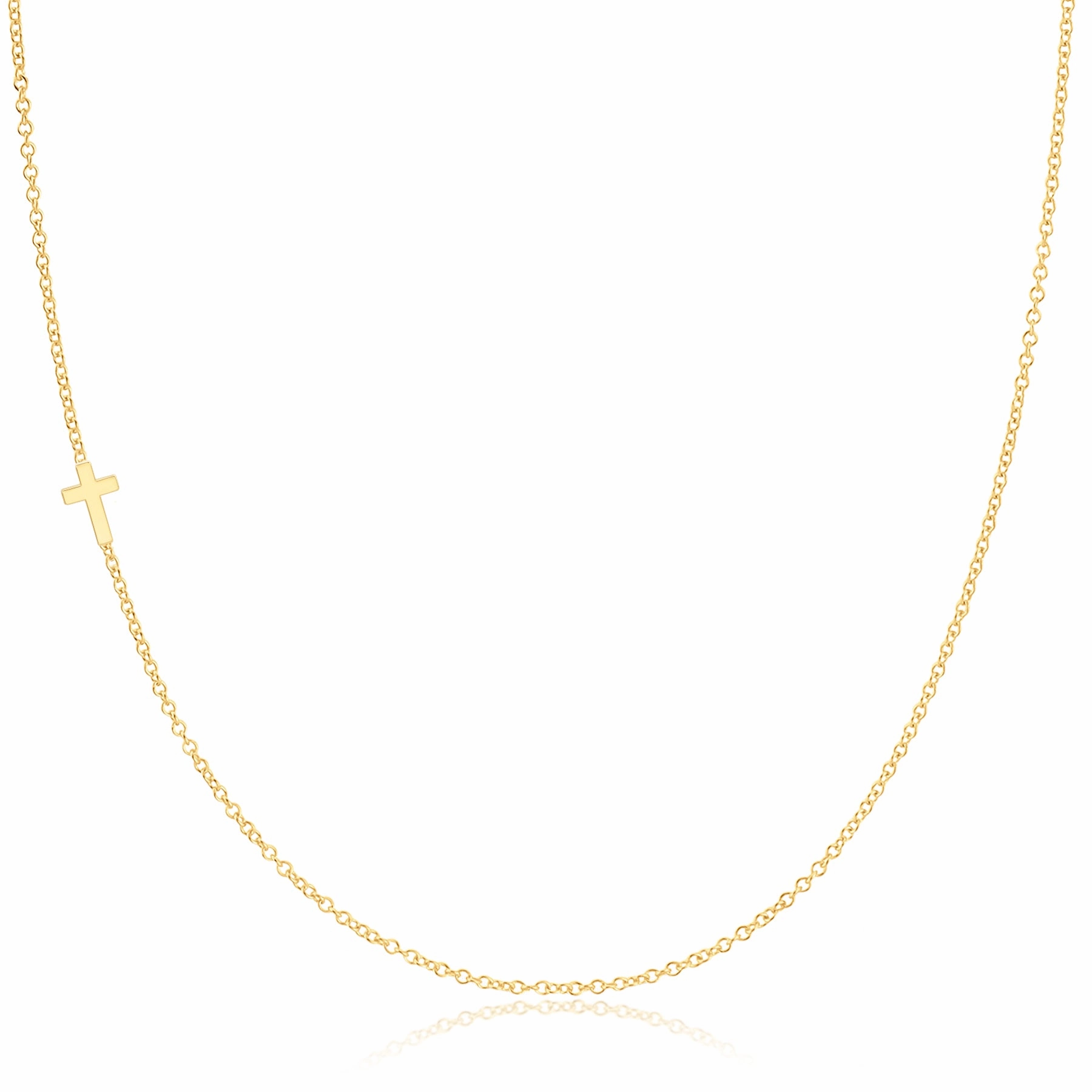 14k Gold Asymmetrical Charm Necklace - Cross