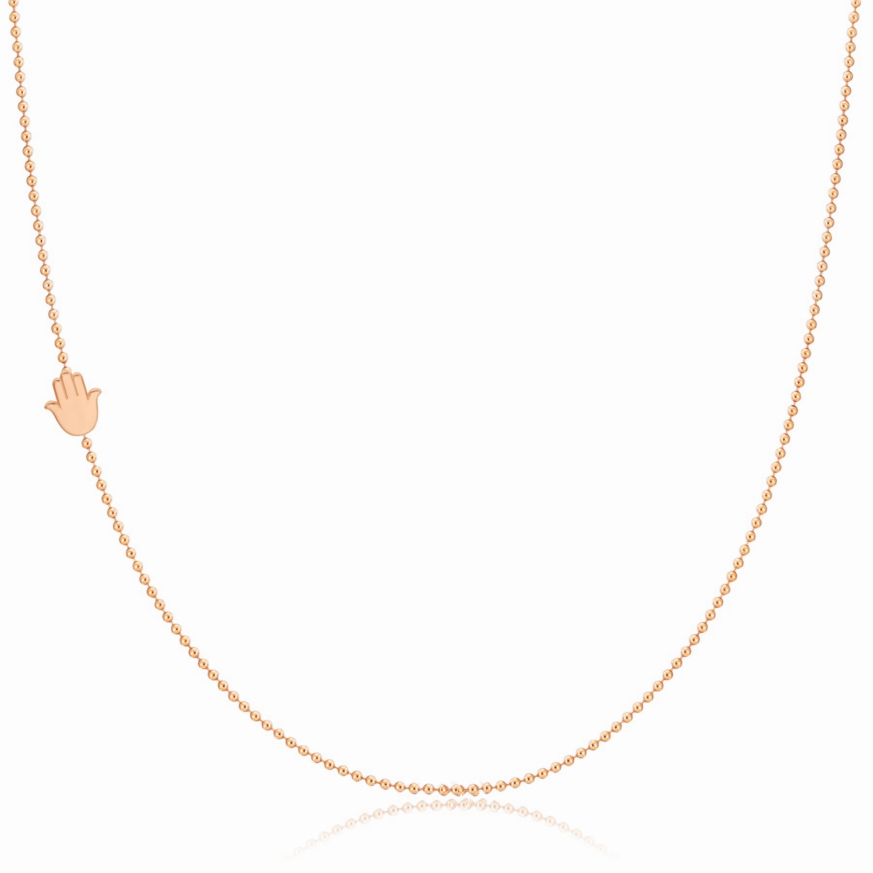 14k Gold Asymmetrical Charm Necklace - Hamsa