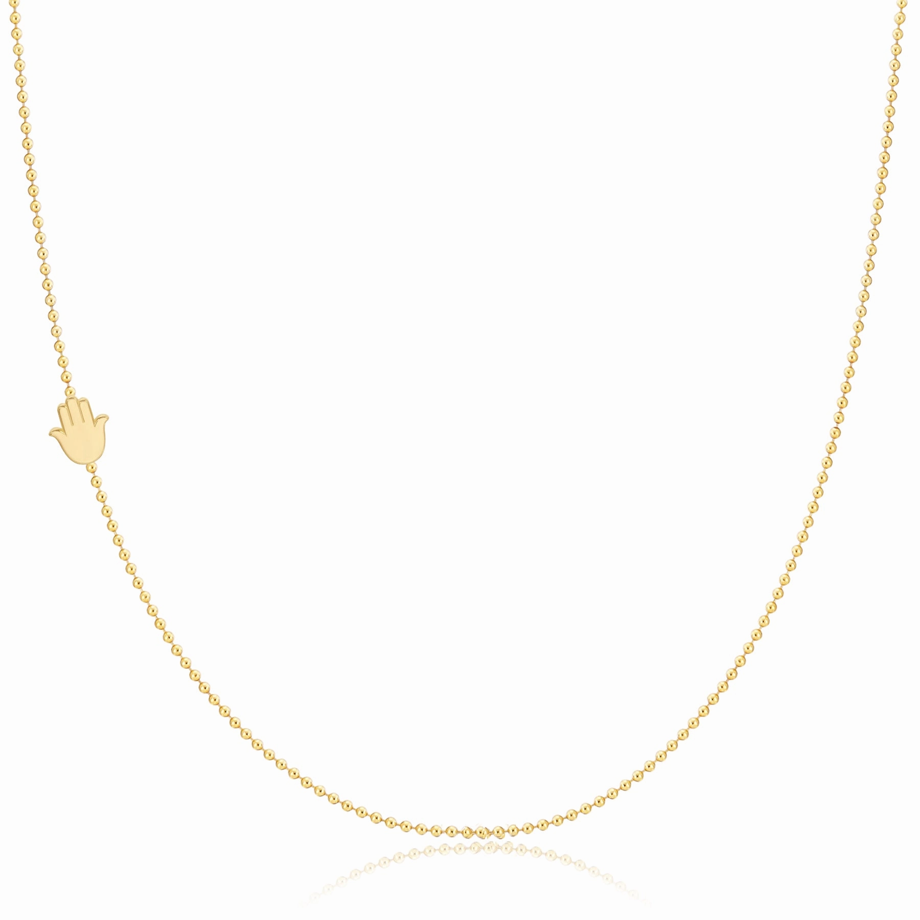 14k Gold Asymmetrical Charm Necklace - Hamsa