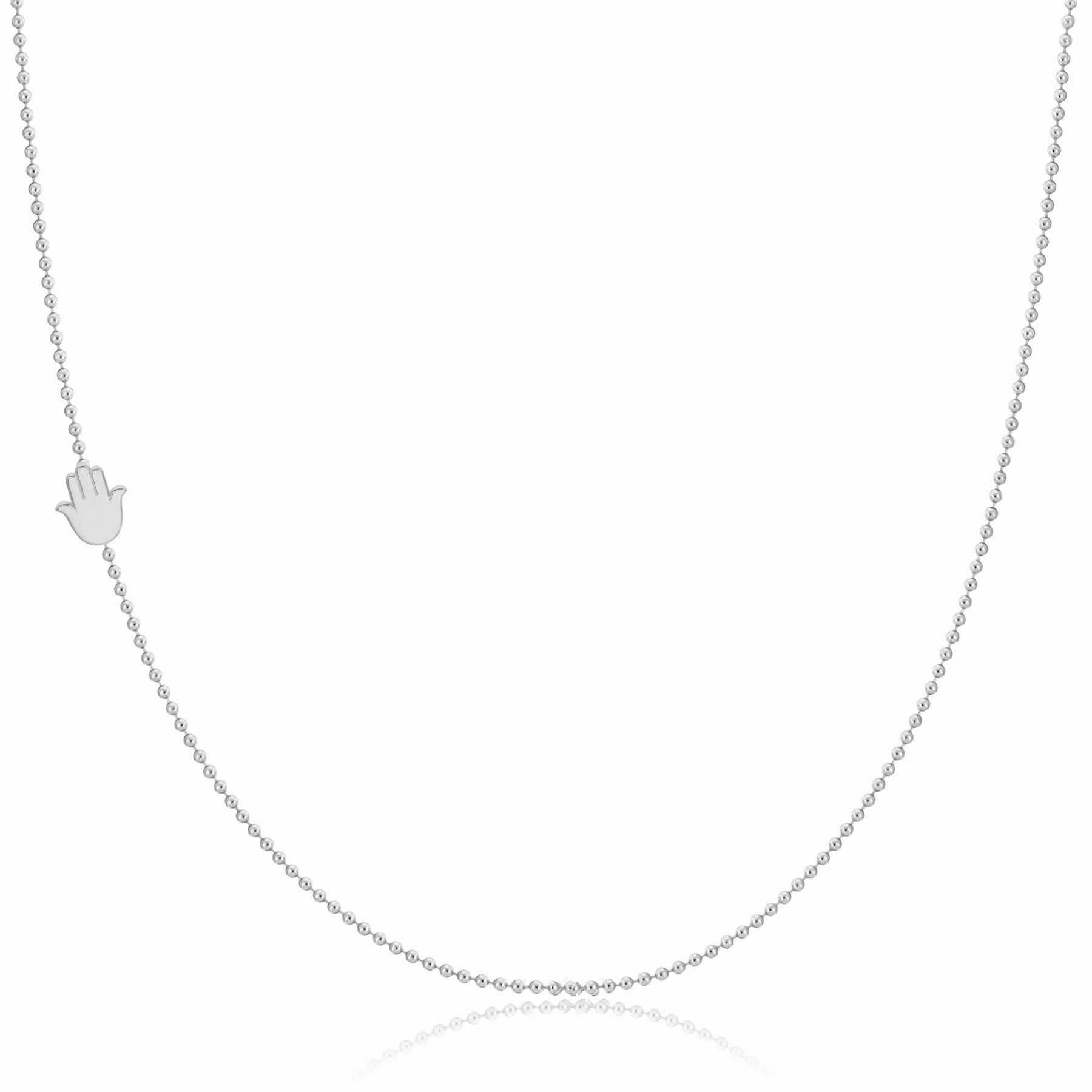 14k Gold Asymmetrical Charm Necklace - Hamsa