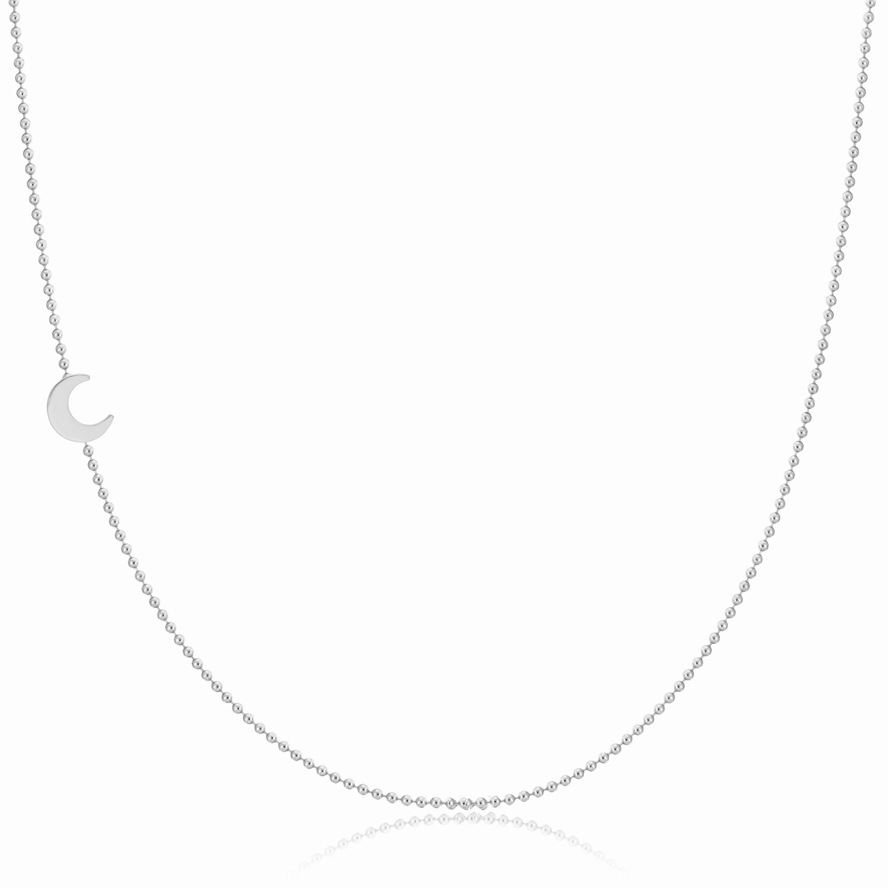 14k Gold Asymmetrical Charm Necklace - Moon