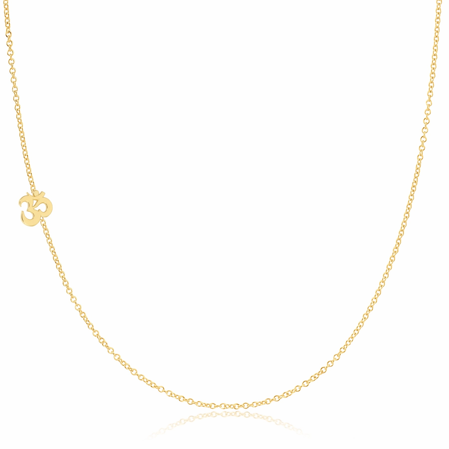 14k Gold Asymmetrical Charm Necklace - Om