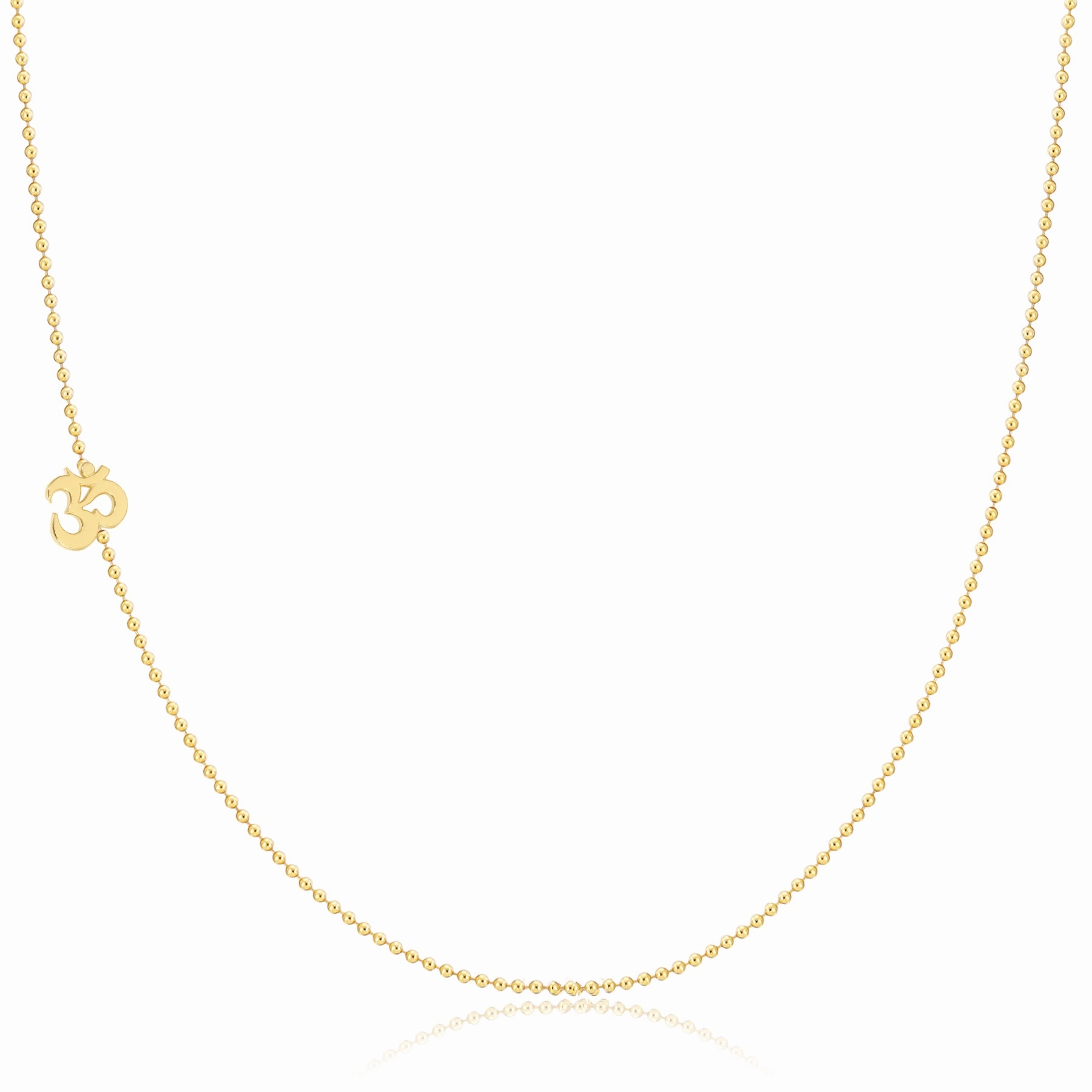 14k Gold Asymmetrical Charm Necklace - Om