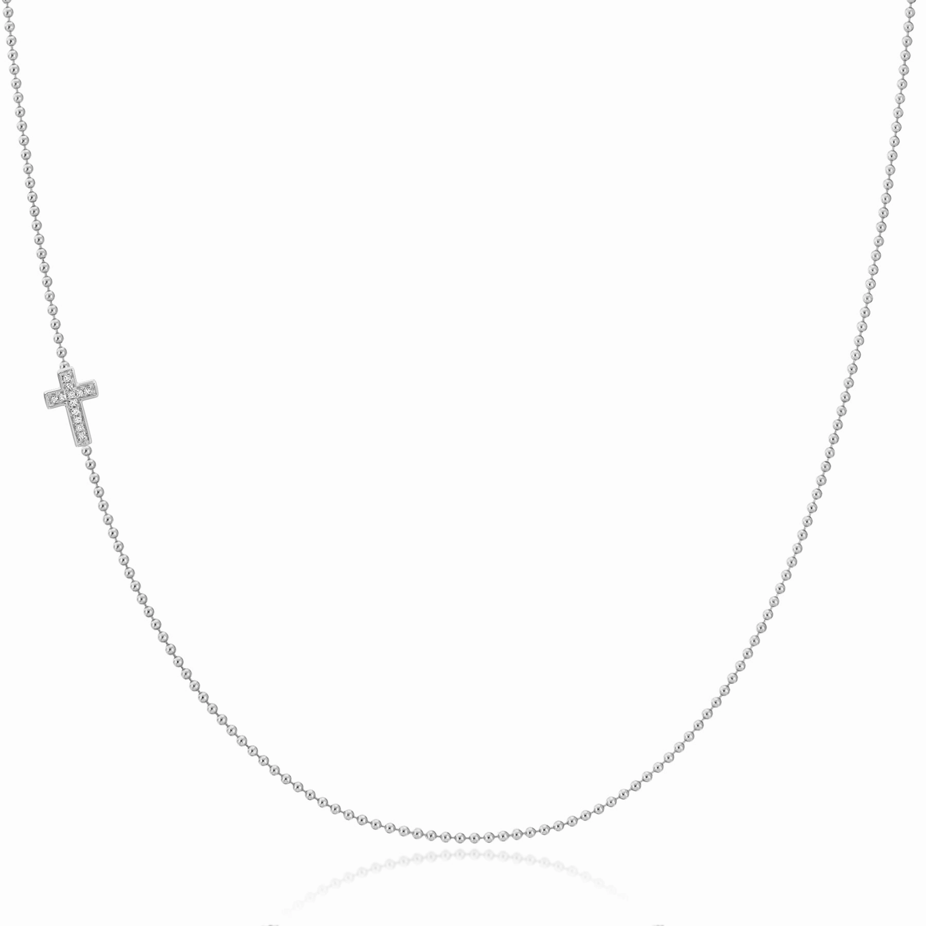 14k Gold Asymmetrical Charm Necklace - Pav Cross