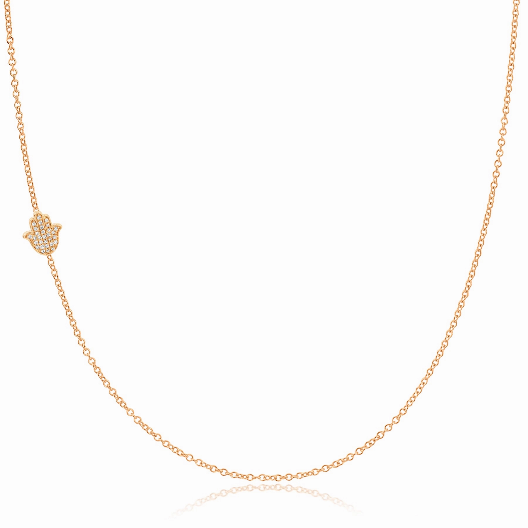 14k Gold Asymmetrical Charm Necklace - Pav Hamsa