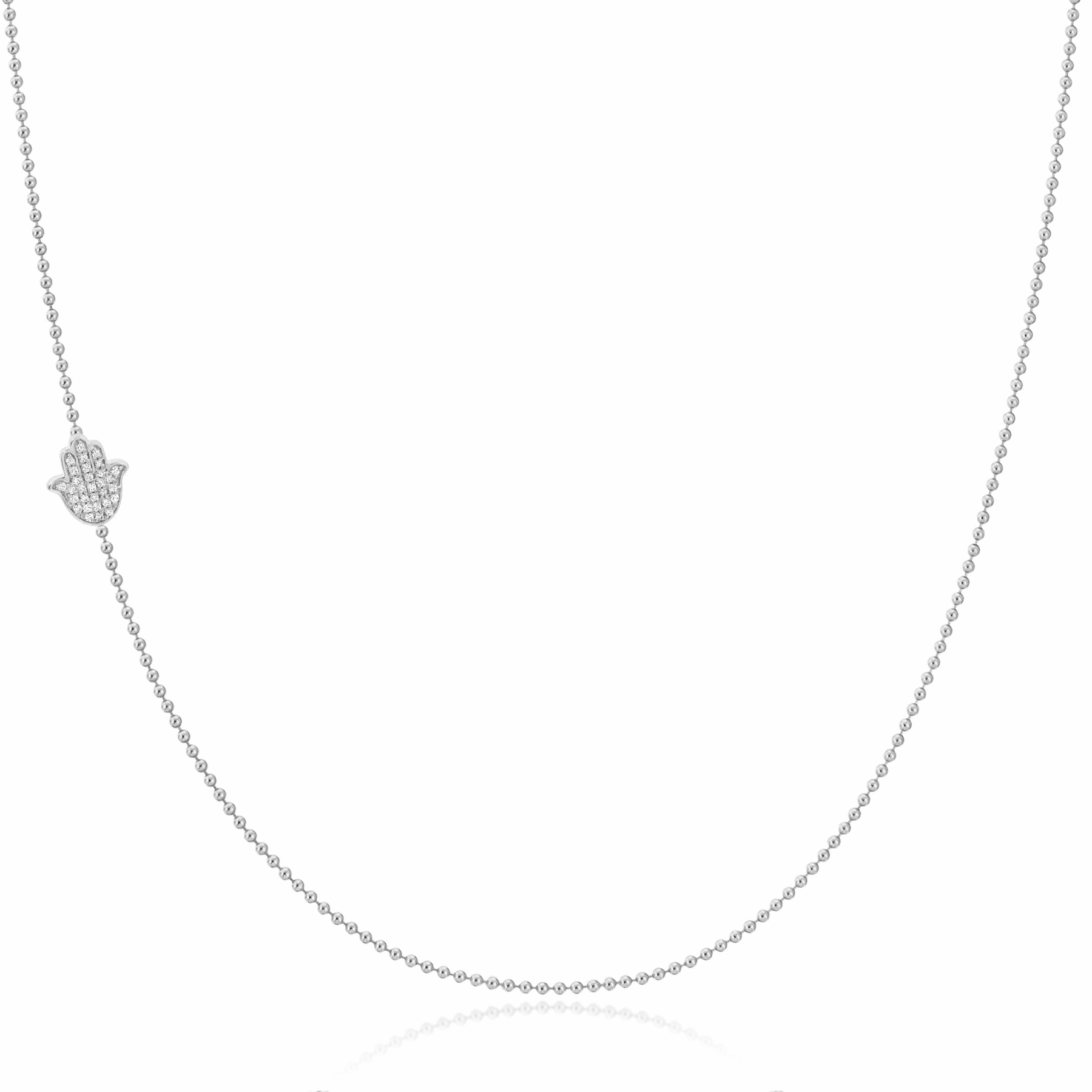 14k Gold Asymmetrical Charm Necklace - Pav Hamsa