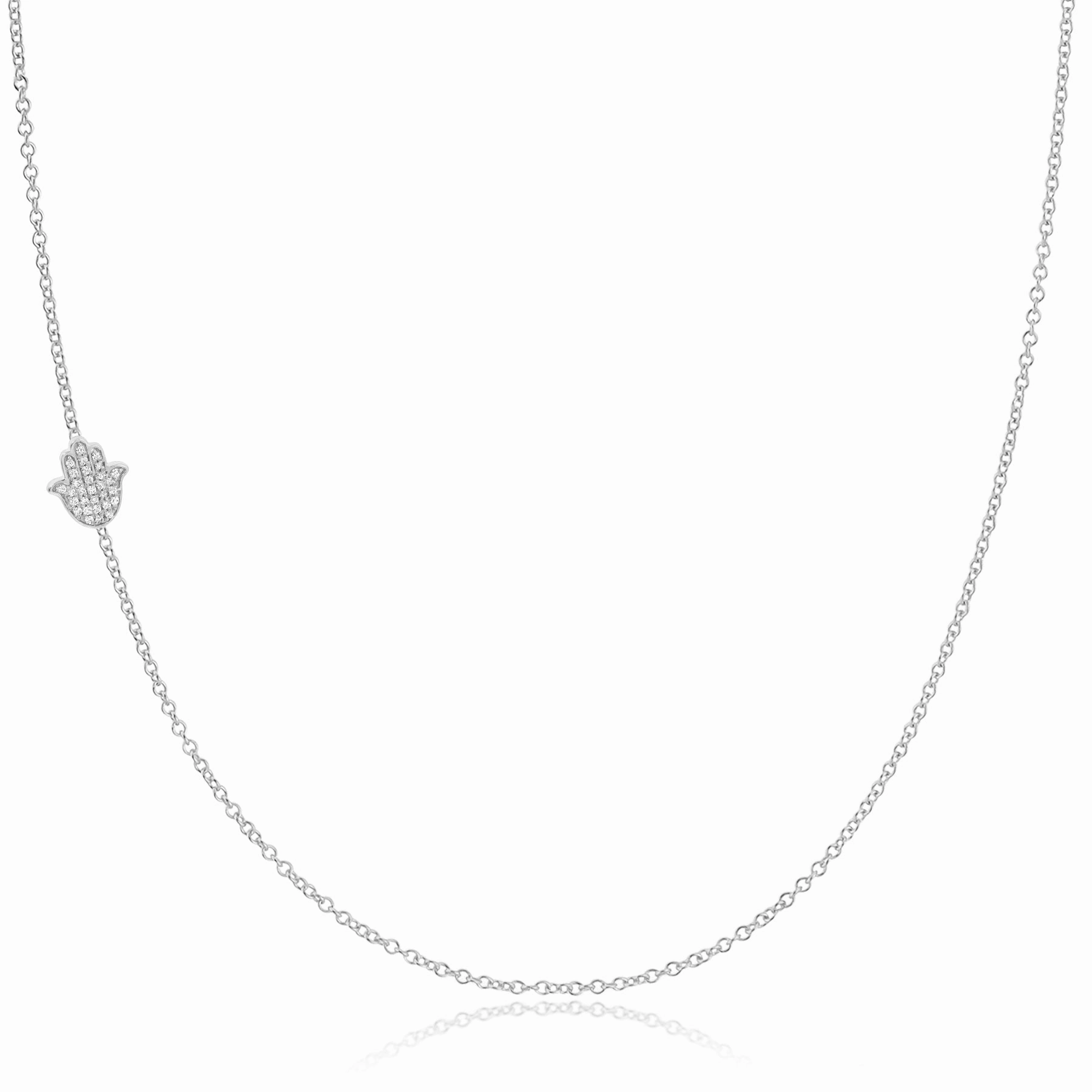 14k Gold Asymmetrical Charm Necklace - Pav Hamsa