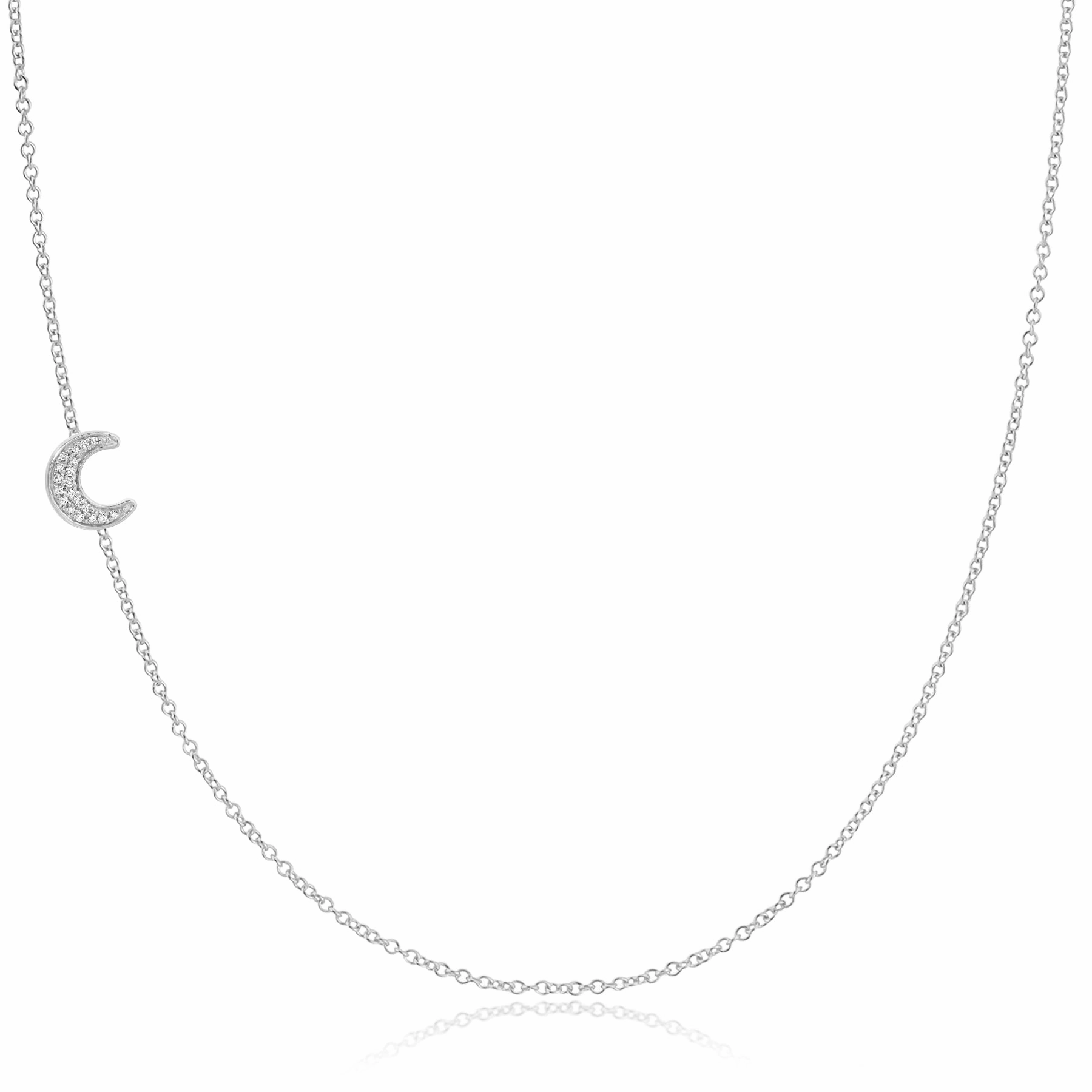 14k Gold Asymmetrical Charm Necklace - Pav Moon