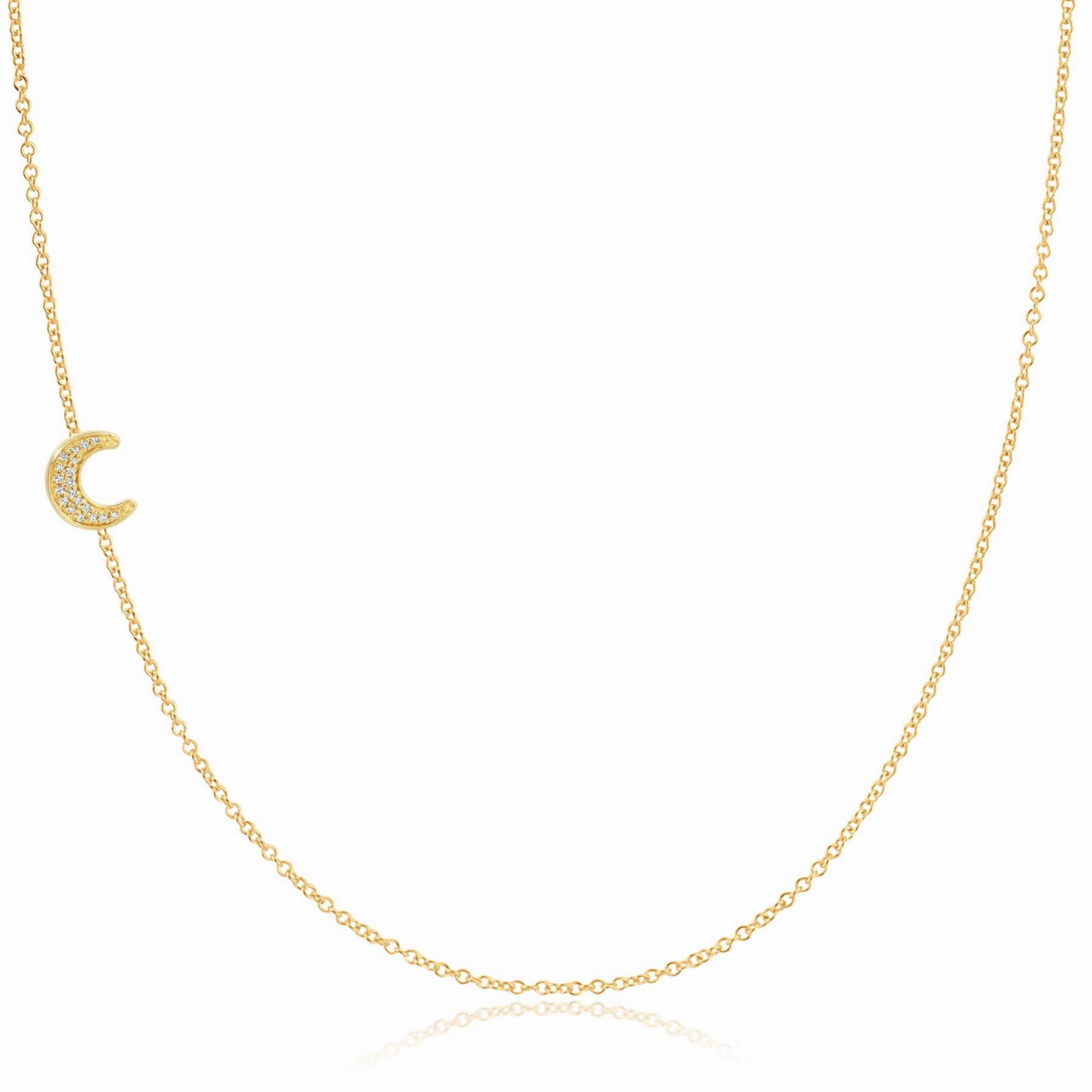 14k Gold Asymmetrical Charm Necklace - Pav Moon
