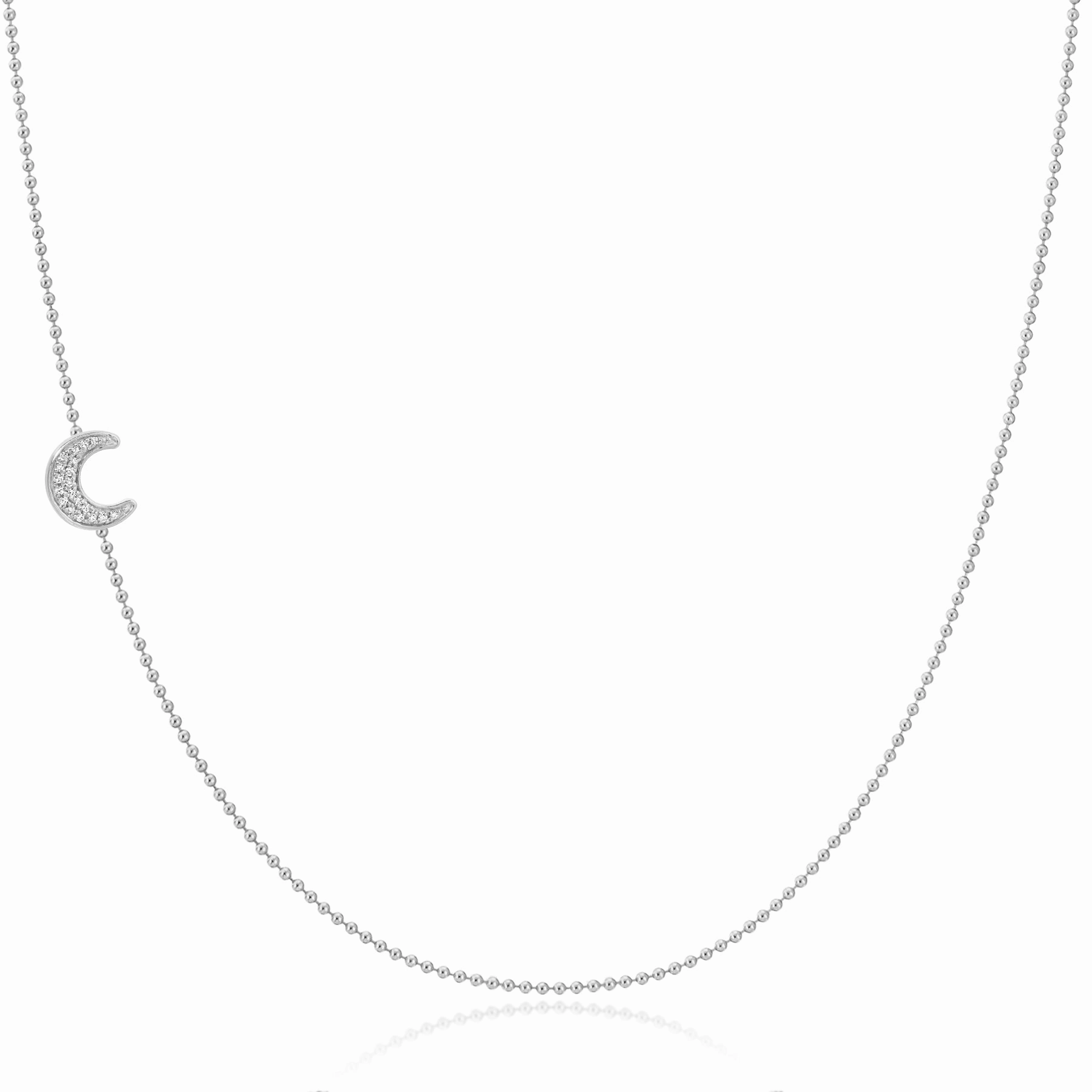 14k Gold Asymmetrical Charm Necklace - Pav Moon