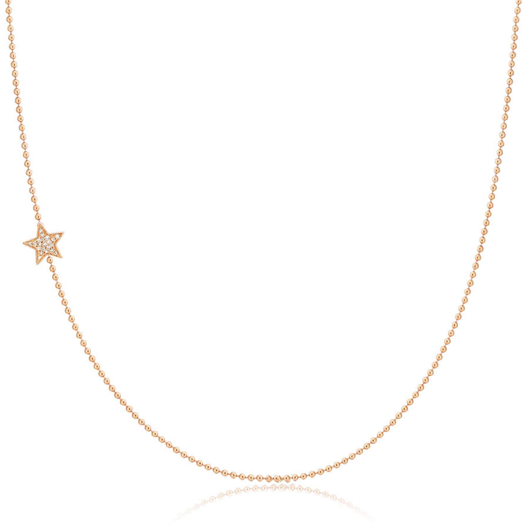 14k Gold Asymmetrical Charm Necklace - Pav Star
