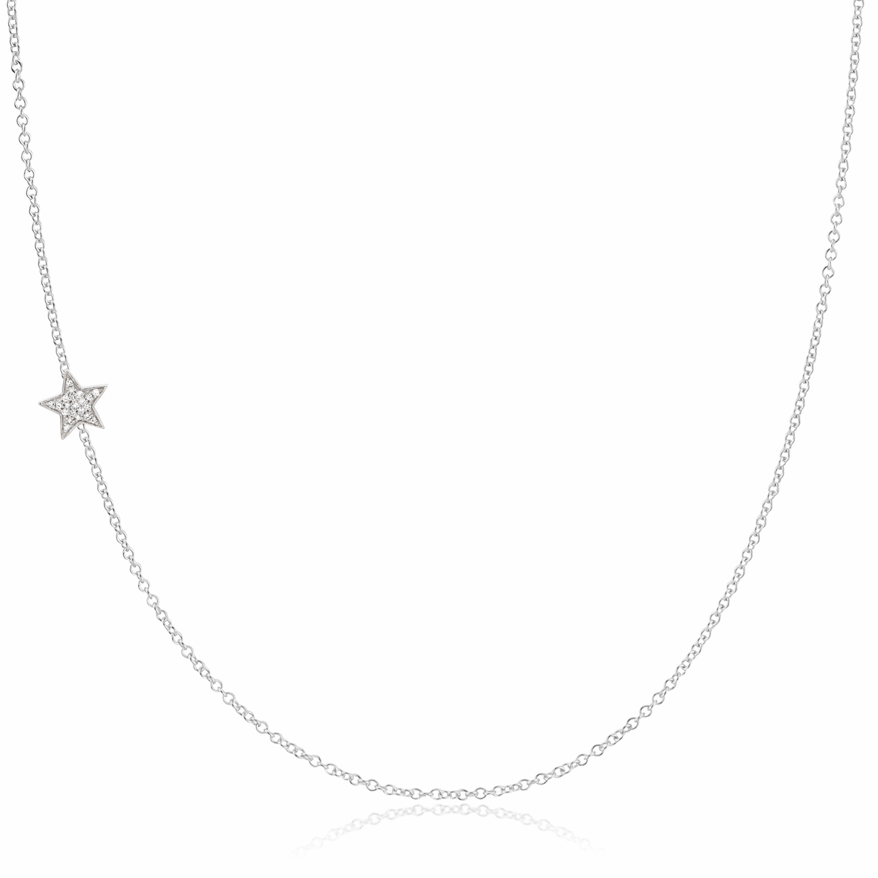 14k Gold Asymmetrical Charm Necklace - Pav Star