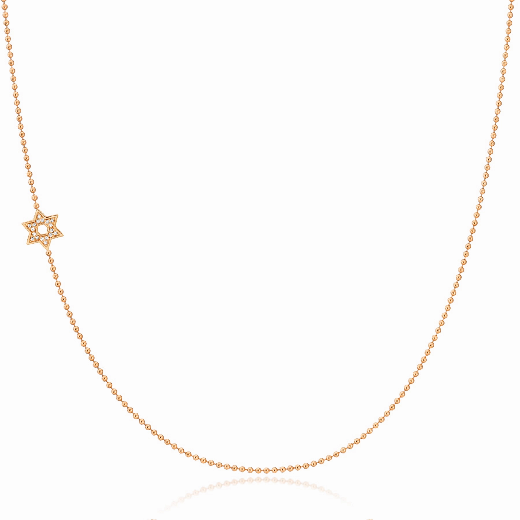 14k Gold Asymmetrical Charm Necklace - Pav Star of David