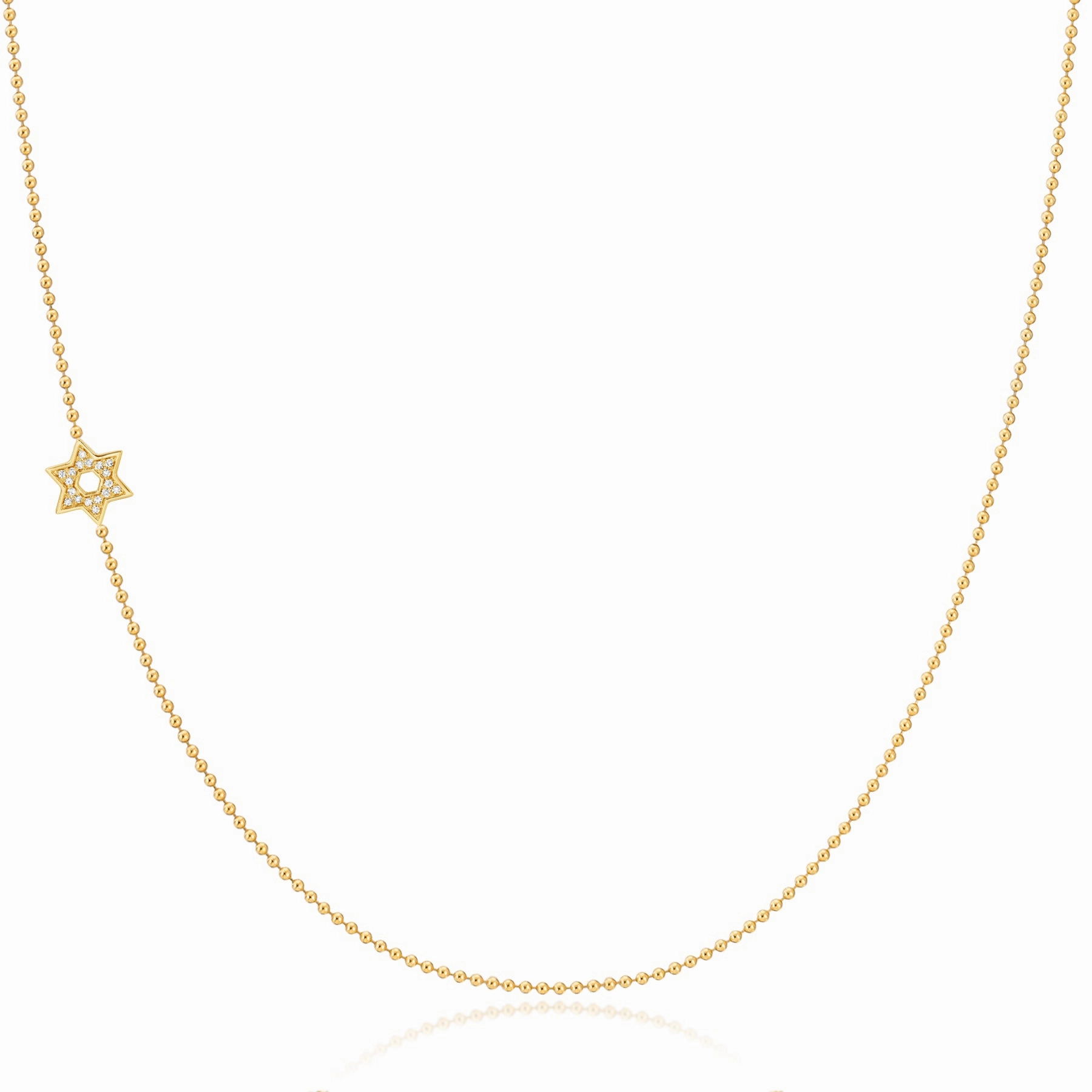 14k Gold Asymmetrical Charm Necklace - Pav Star of David