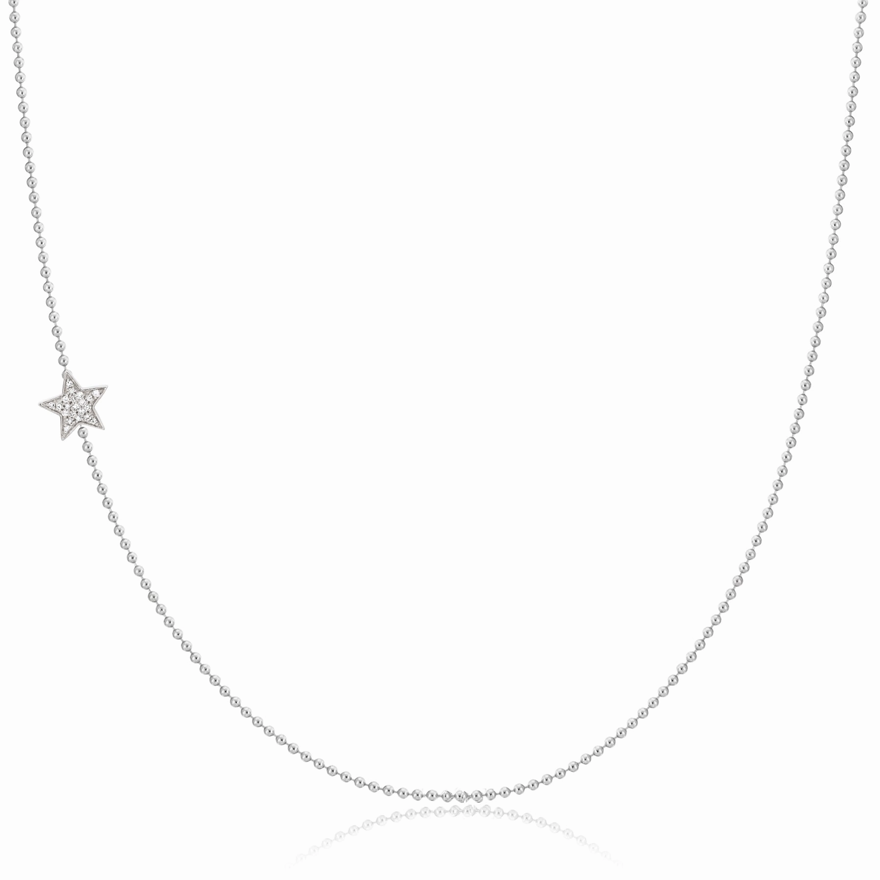14k Gold Asymmetrical Charm Necklace - Pav Star