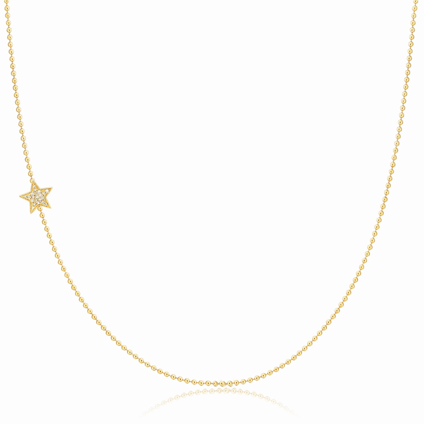 14k Gold Asymmetrical Charm Necklace - Pav Star