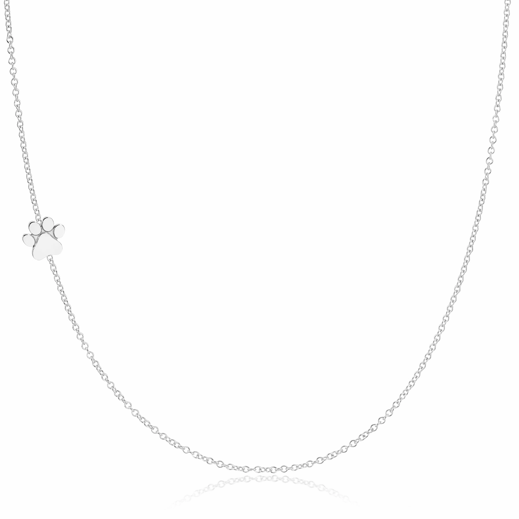 14k Gold Asymmetrical Charm Necklace - Paw