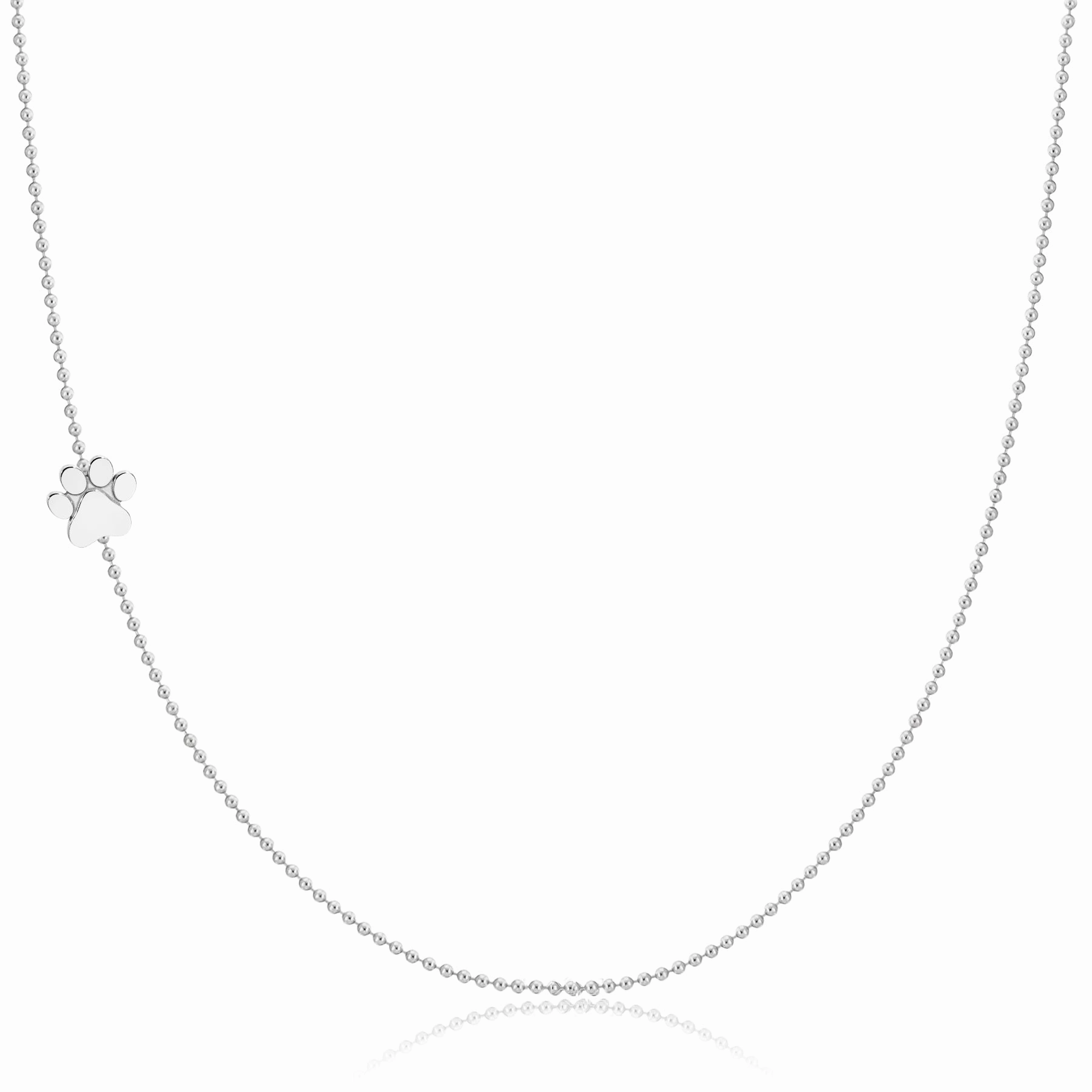 14k Gold Asymmetrical Charm Necklace - Paw