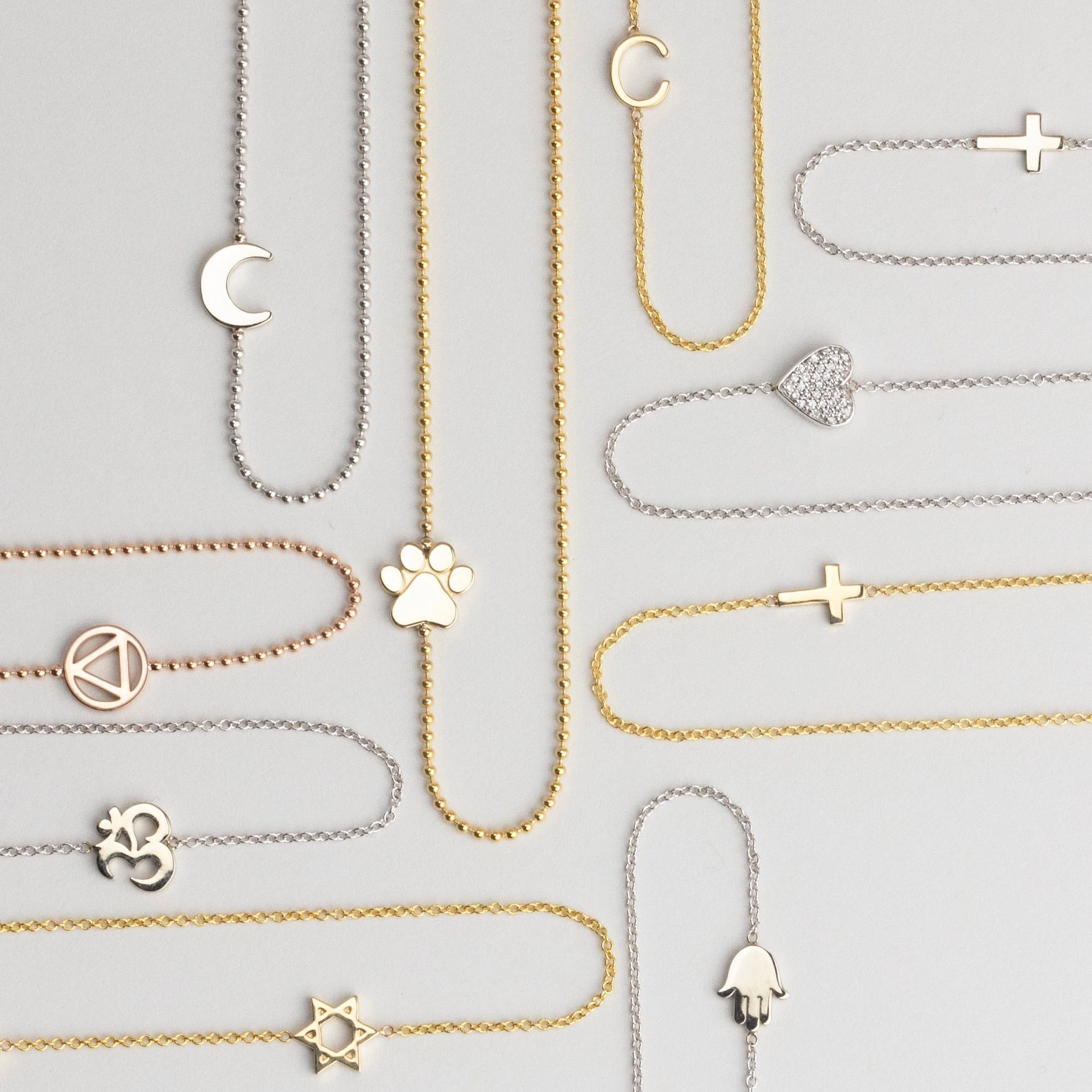14k Gold Asymmetrical Charm Necklace - Recovery