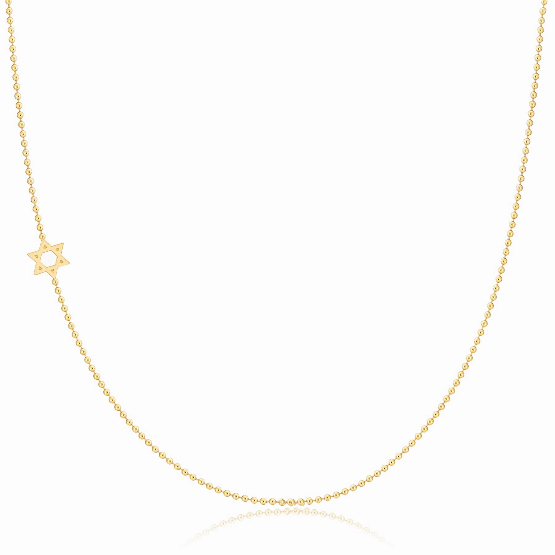 14k Gold Asymmetrical Charm Necklace - Star of David