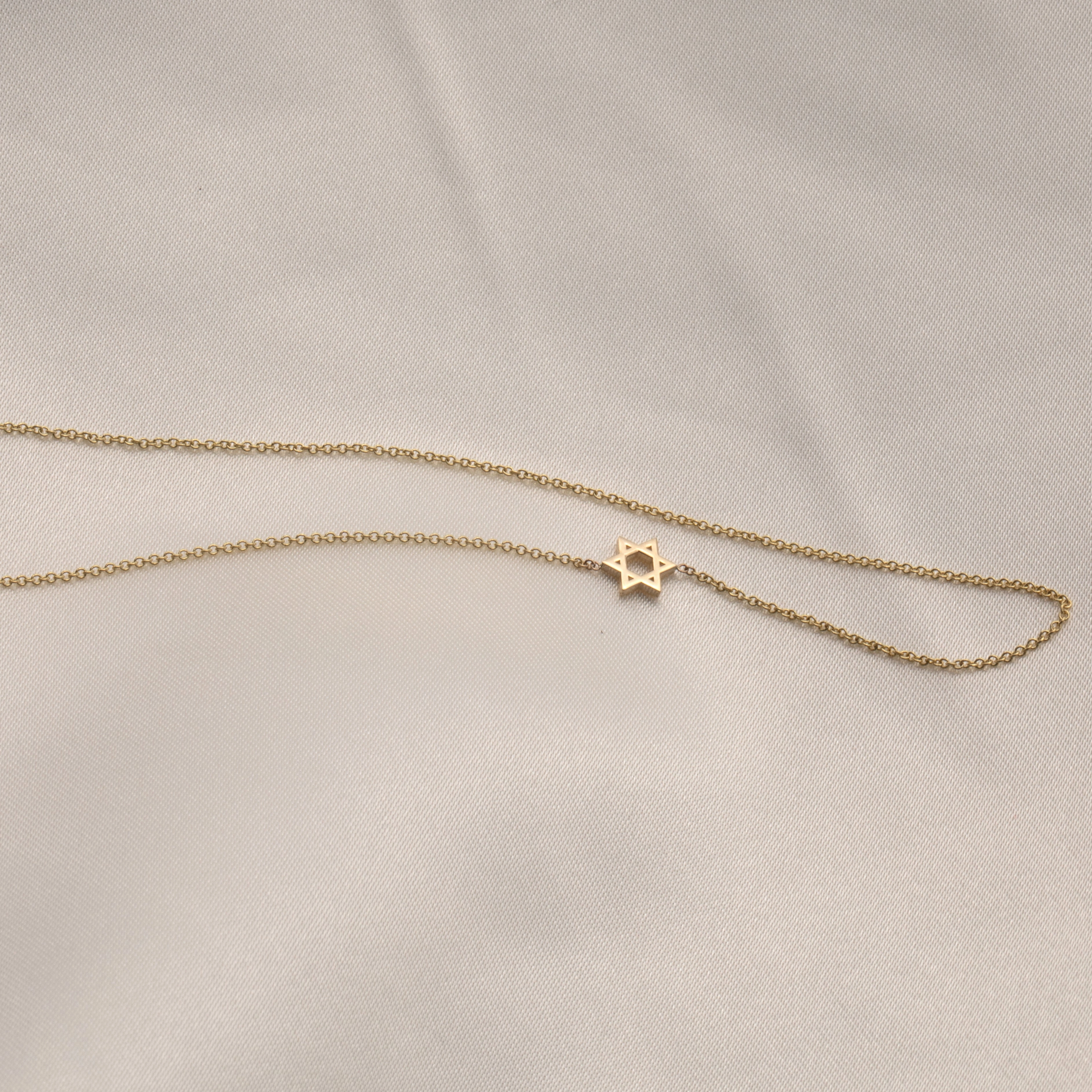 14k Gold Asymmetrical Charm Necklace - Star of David